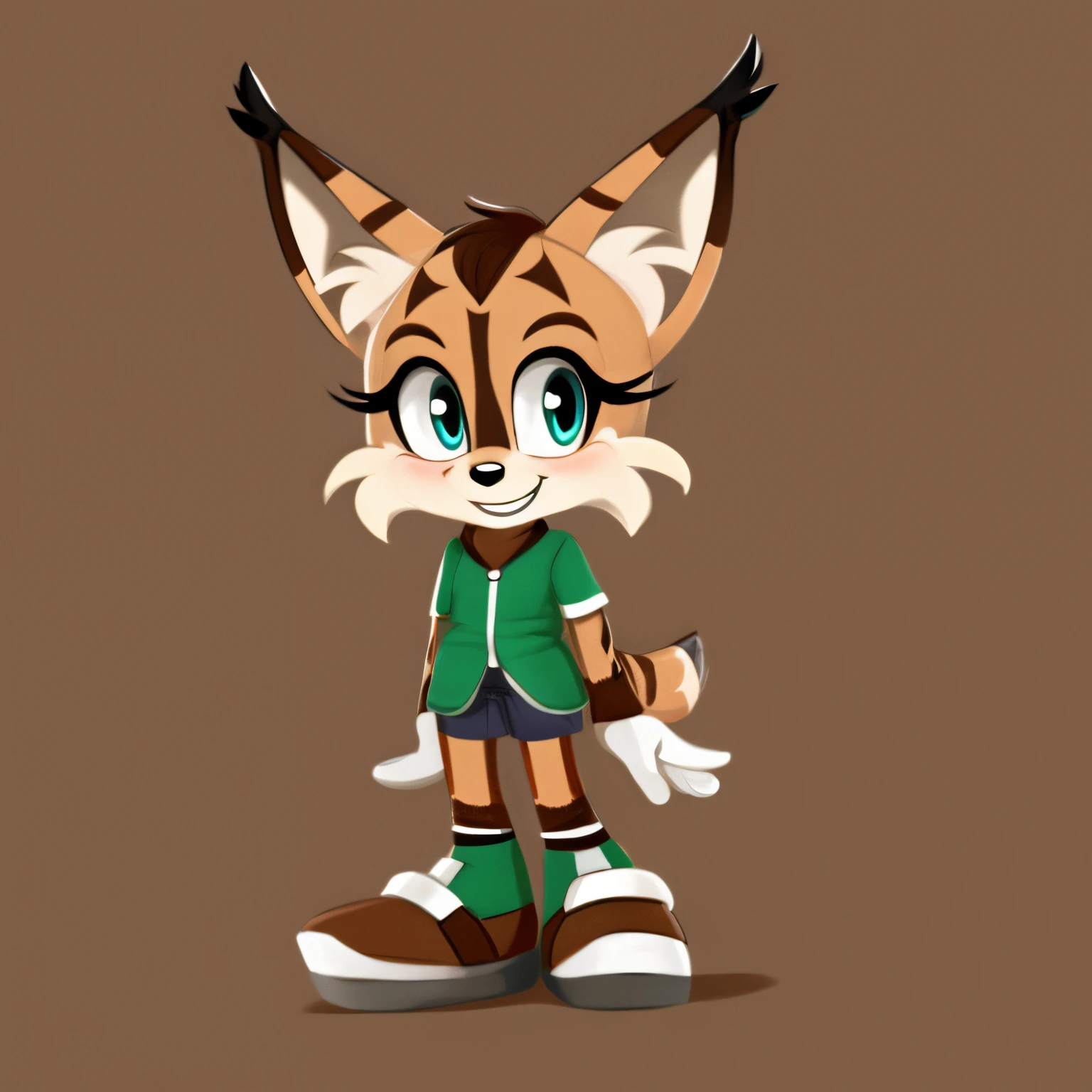 Female, Mobian, Lynx, child, short, smile