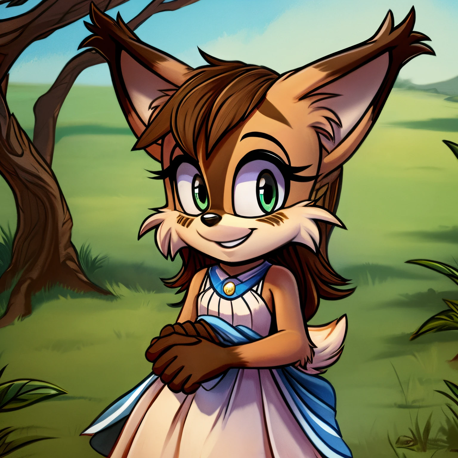 Female, Mobian, Lynx, , short, smile