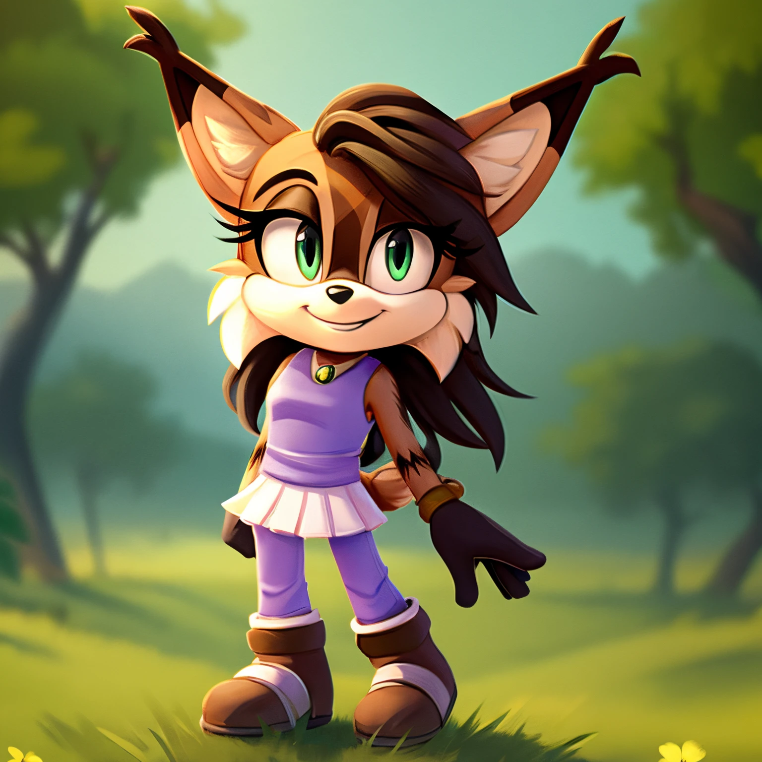 Female, Mobian, Lynx, child, short, smile