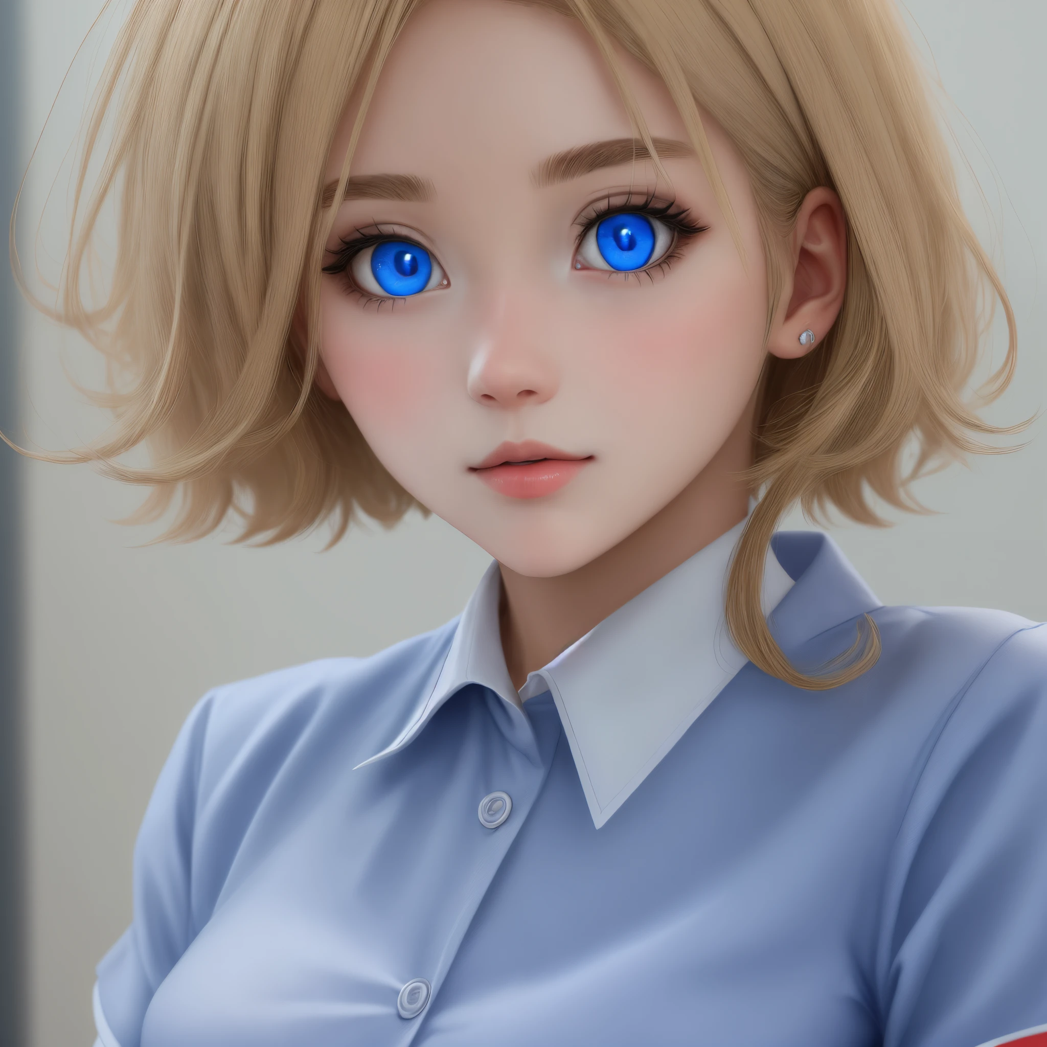 blonde haired blue eye girl in nurse outfit