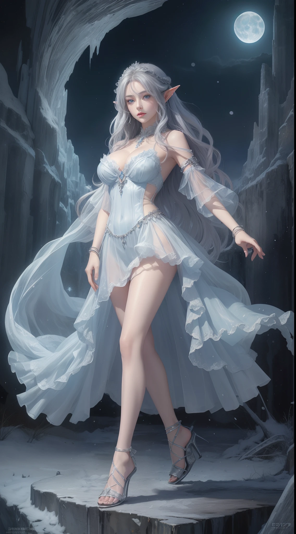 tmasterpiece,Highest image quality,,Beautiful female knight full body portrait,Exquisite blue braid hairstyle,Clear eyes,The sword,armour,high heels boots,crystal,Ultra-detailed details,advanced。At the Pixiv Art Station,Break your own power,Luigi,Big breasts exposing cleavage,R-18G