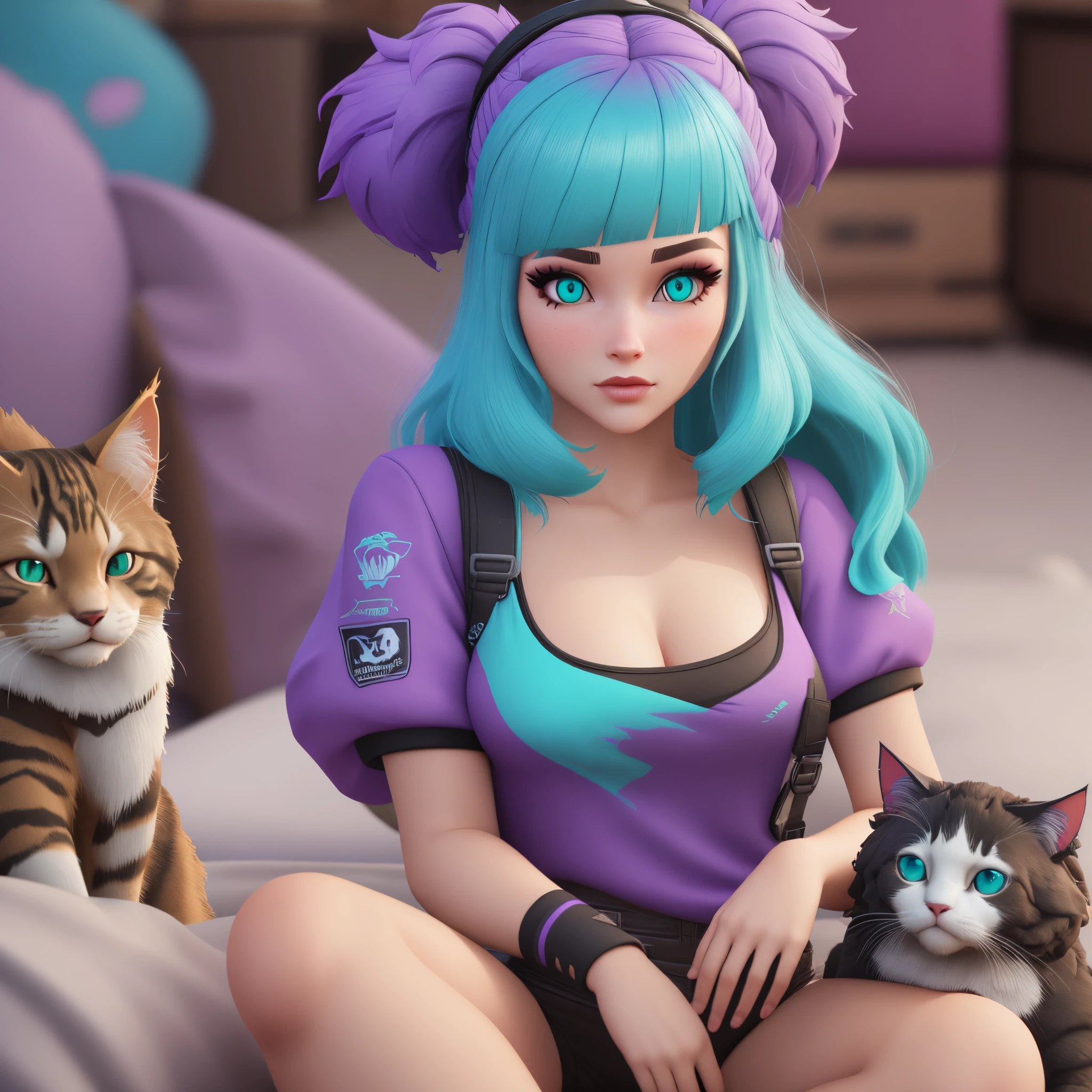 An angelic cheerleader, large breasts, with halo, feathered cat ears, and fluffy, cloud-like pom-poms, in a heavenly sky. Large glowing hard penis in vagina