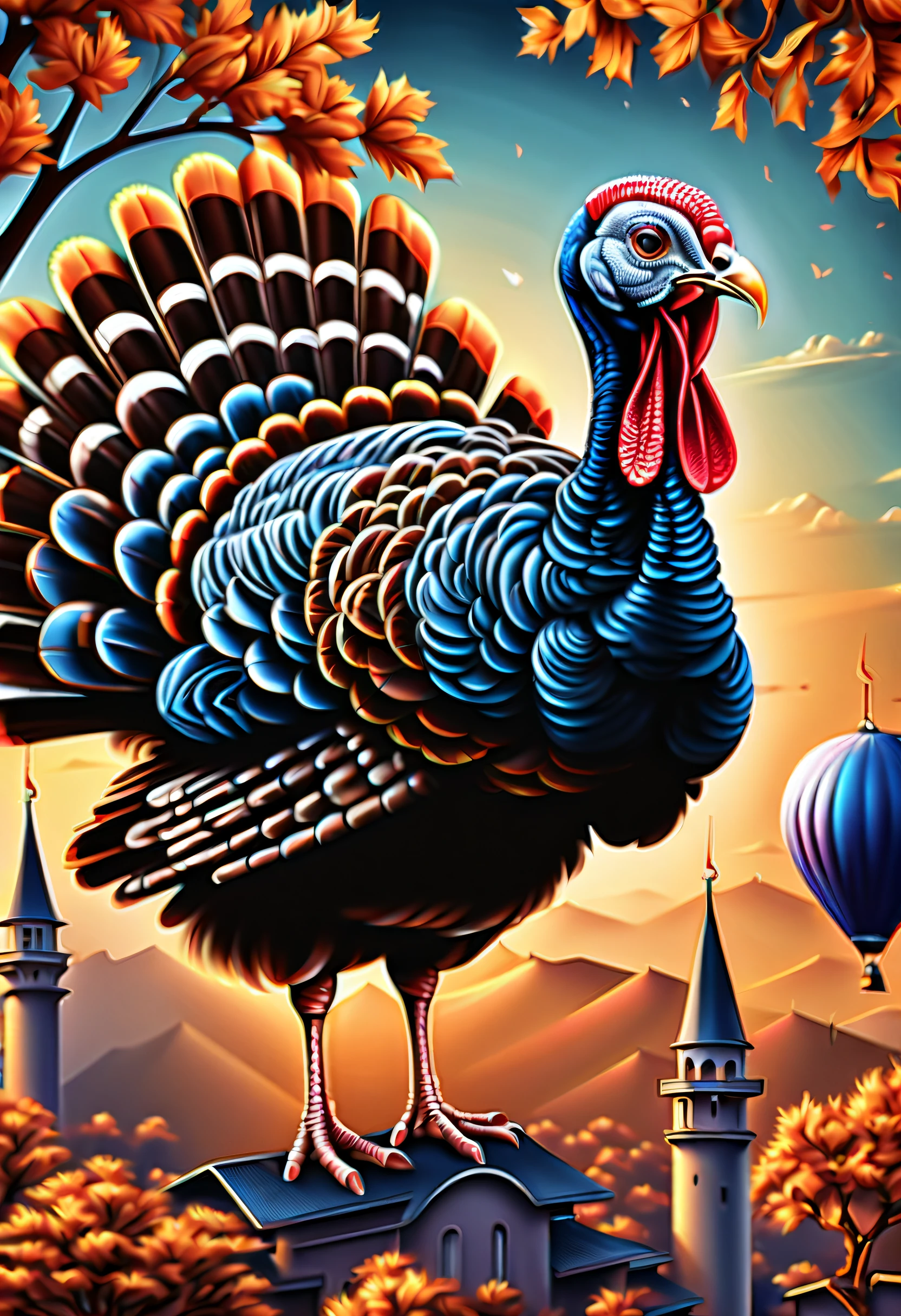 (vivid turkey:1.3), stylistic flair masterful artist art, true visionary, mesmerizing chalk rendering stunning street art, stunningly intricate design, every detail carefully crafted, perfection, realistic intricate insane of diverse range, styles and variations illustration, most detailed and visually descriptive,