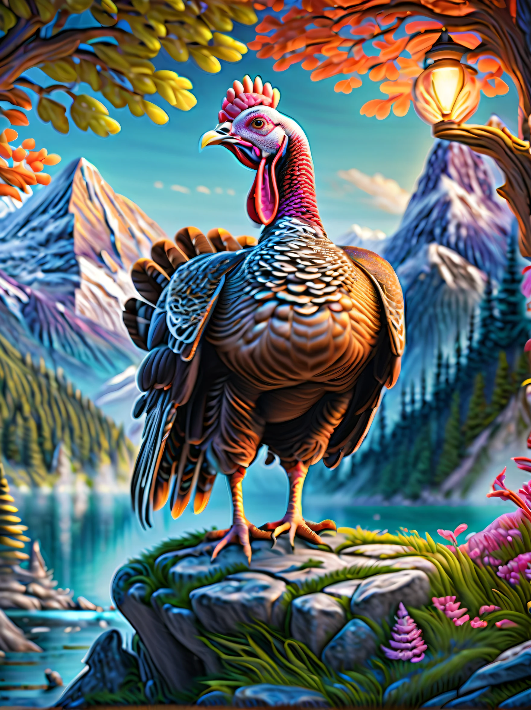vibrant colors and fantastical turkey, breathtaking, otherworldly landscape filled of dreamlike world of wonder and magic, towering mountains to sparkling streams, rendered in a hyper-realistic style, every detail is brought to life in stunning, realistic detail, surreal, blurs the line between reality and imagination double exposure, intricate details and lifelike rendering, every corner is filled, beautiful details, wonderful and intricate details, wonderfully exquisite, exquisite beauty, beautiful lights, very beautiful, very fantastical, very detailed and exquisite illustrations, admirable, completeness that makes you forget time. quality,
