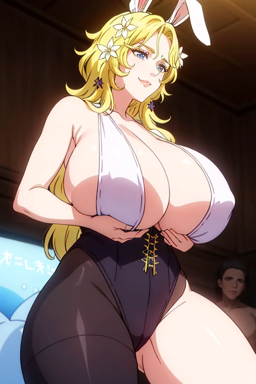 1chica, solamente, Afrodita, adornos para el cabello, flores en el cabello, pechos enormes, cuello, pulseras doradas, obra maestra, mejor calidad, colores vibrantes, NSFW, oversized gigantic breast, Mujer completamente madura, Cabello largo, happy face, lingerie stockings, bunny playboy, in the room, (Beautiful_cara:1.5), (estrecho_cintura) cinematic lighting, bust shot, extremely detailed CG unity 8k wallpaper, muscular, (gigantic breasts:1.0), big eyes, (curvy:0.8), caustics, (sunbeam:0.8), Playboy Bunny Outfit, sexy pose, corset, tight tights, oversized gigantic breast, BBW | Mujer completamente madura,{{{1girll}}}, {{{La mejor calidad}}}, {{{HDR, hiper HD, 8k }}}, {{Pintura ultrafina}}, {{{Obra maestra}}}, {{Ultra detallado}}, {{extreme detail description}}, (Pechos gigantescos de escote:1.5), detailed face, detailed eyes, smile, mitsuri_dms, 1girl, solo, blonde hair, blue eyes, Bangs, long hair, 1 girl, closed mouth, (innocent_big_eyes:1.0), mischievous smile,