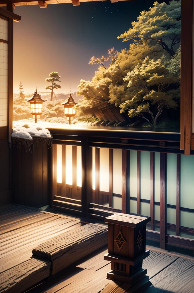 Depths of the forest at midnight, nigh sky、dark night、fullmoon、Countryside landscape in Japan、Old Japan、In the deep mountains、tiny waterfall、There is a Japanese-style wooden hut.、torii gate、Colored leaves、river in the valley、masterpiece, best quality, high quality, extremely detailed CG unity 8k, Depth of Field, HDR, Photorealistic, extremely detailed, Intricate, High Detail, realistic、top-quality、detail portrayal