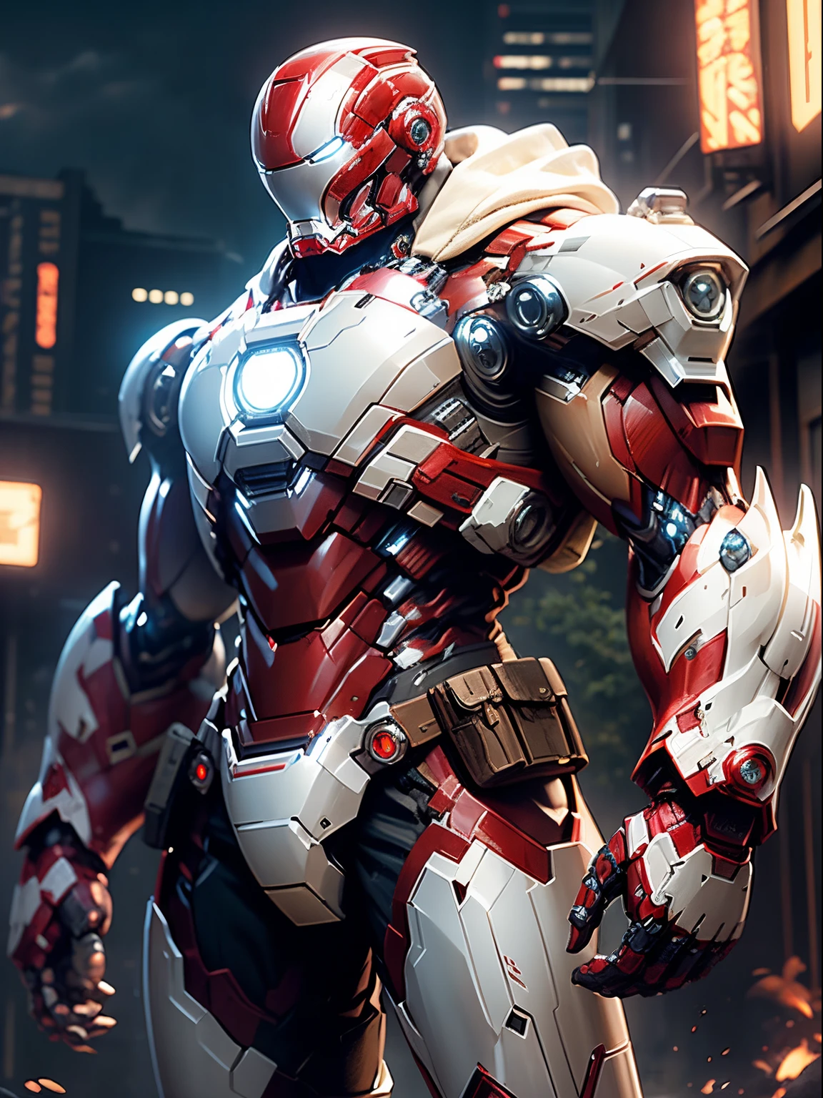 like marvel's war-machine, helmet like ironman, armored full white color