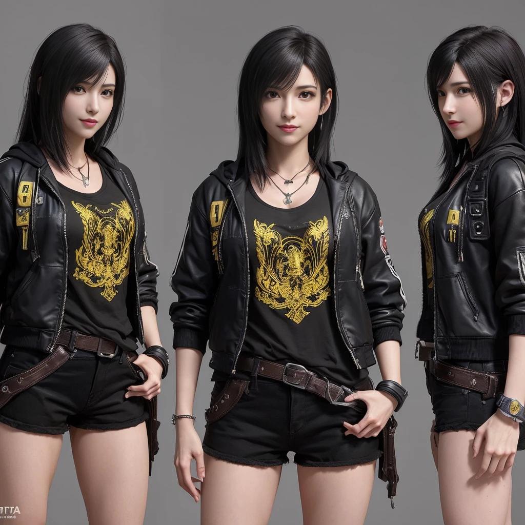 Tifa Lockhart, rosto delicado, rosto detalhado, Sweet smile expression, corpo perfeito, corpo atletico, textura ultra realista