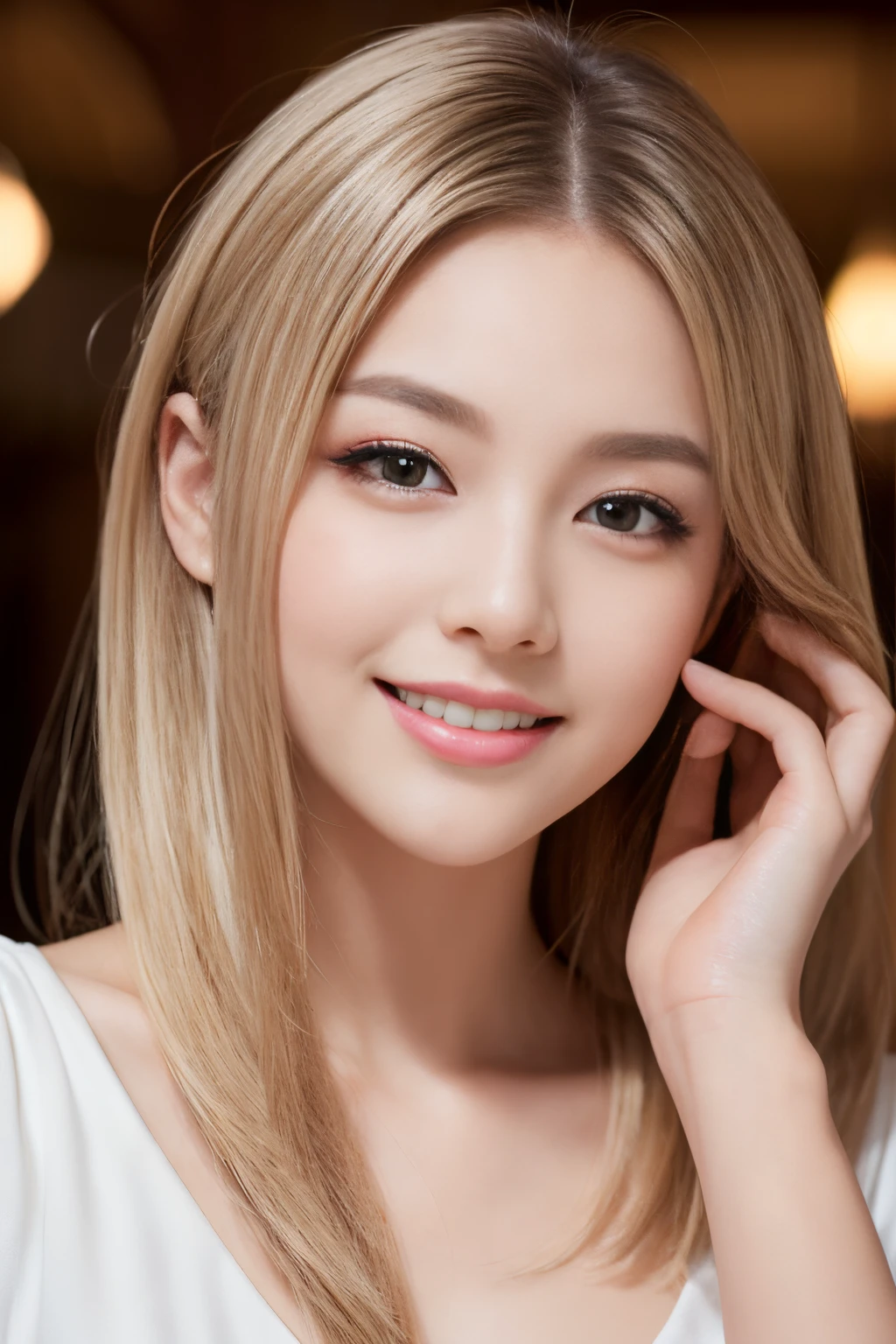 ((Highest quality、8K、masterpiece:1.3、Ultra HD、high resolution、Highest quality、High definition、realism))、(((nude:1.37)))、Sharp Focus、 The perfect ultimate idol、I like that smile、Even though it's a lie, your eyes are perfect、24-years-old、A beautiful woman with a perfect body、photorealistic perfect body、Slim figure、Slender Abs、Sexy big boobs、Raised chest:1.5、Accentuate the cleavage、Scary expression、Brown Hair、Face and skin texture crafted in detail、Fine grain、Focus on detail、Anatomically correct、Portrait Photography:1.5, Blur the background, Colorful, Depicting every detail, Natural Blur、(((Stand up straight facing forward:1.5)))、((very detailed content、Photograph the whole body from a distance:1.3)),Very beautiful belly、Very beautiful legs