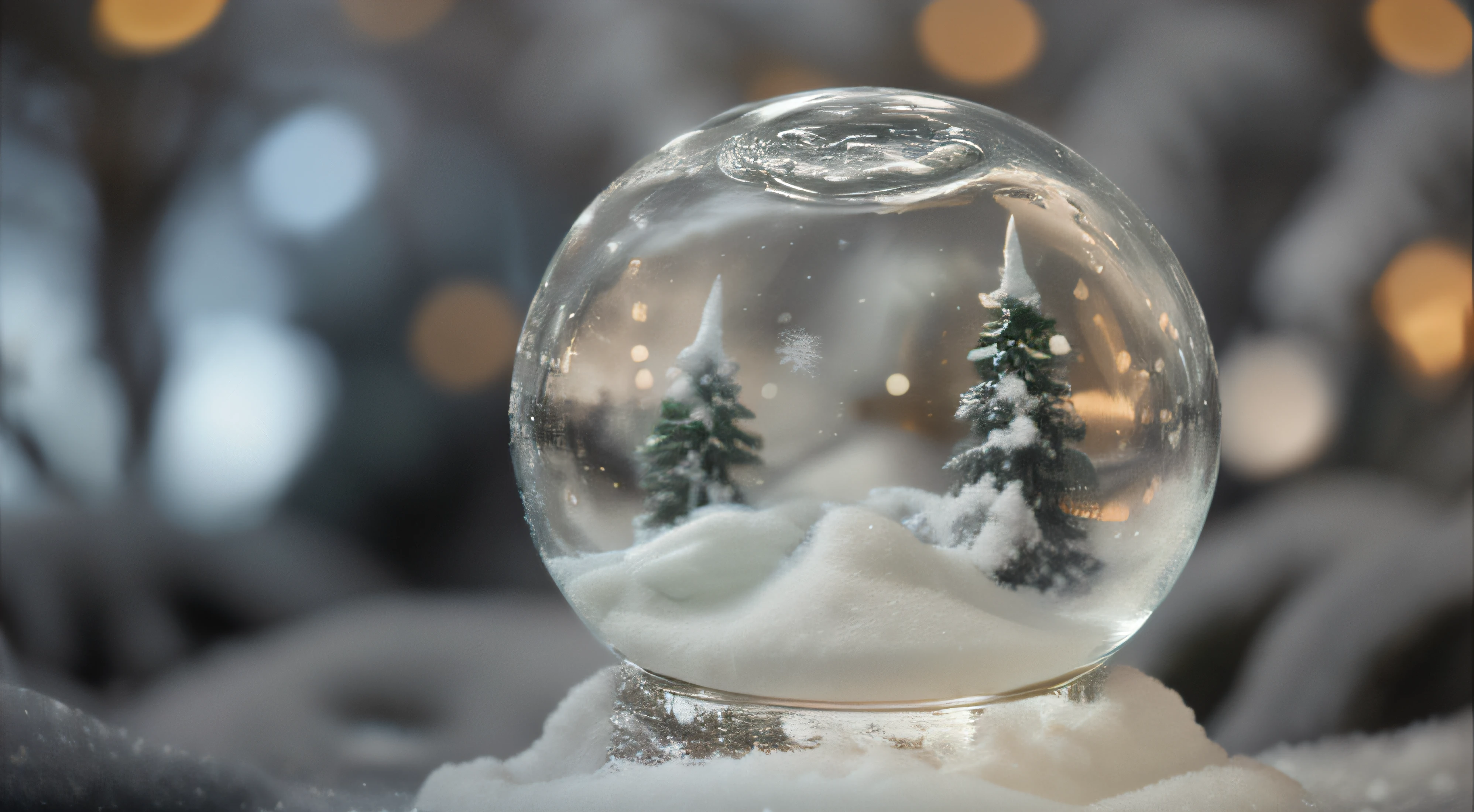 snow pines, bokeh background
