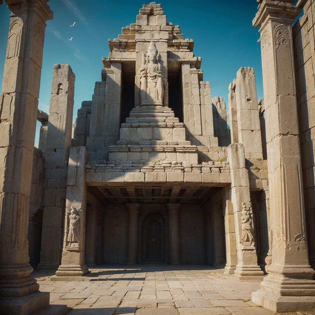Epic megalithic temples, masterpiece, mesmerizing beauty, built with sacred geometry, celestial alignments, incredible detail, 8k hyper realistic, highest definition,
