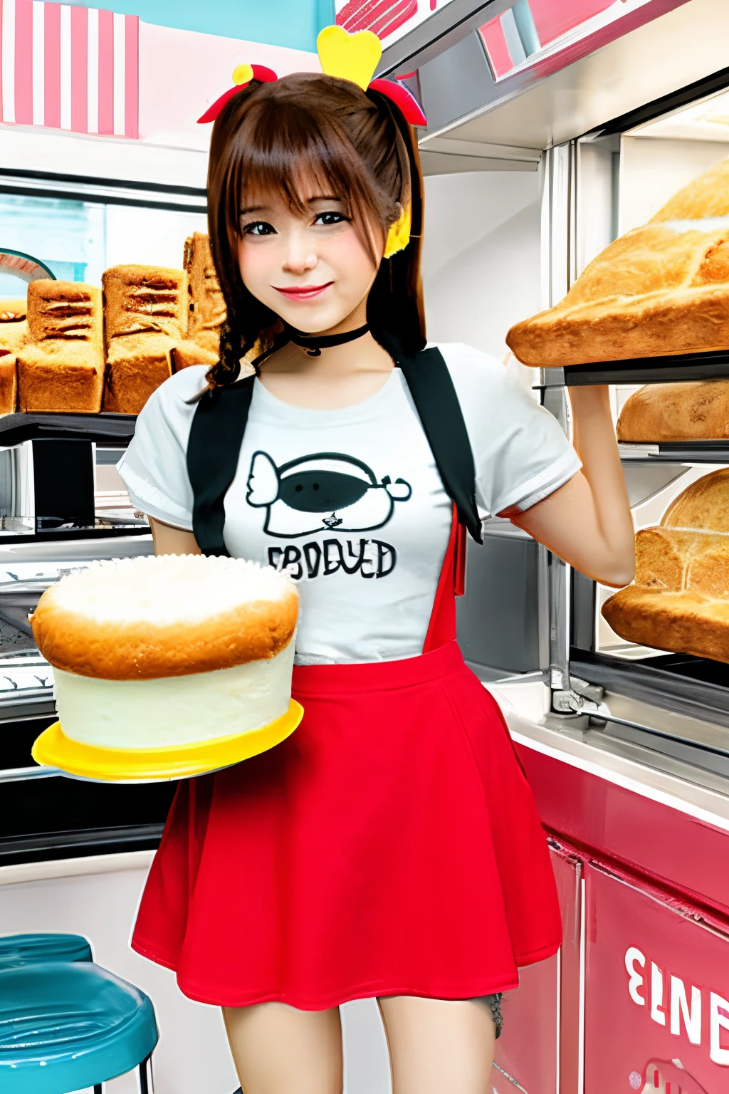 Cartoon girl pastry cake bread