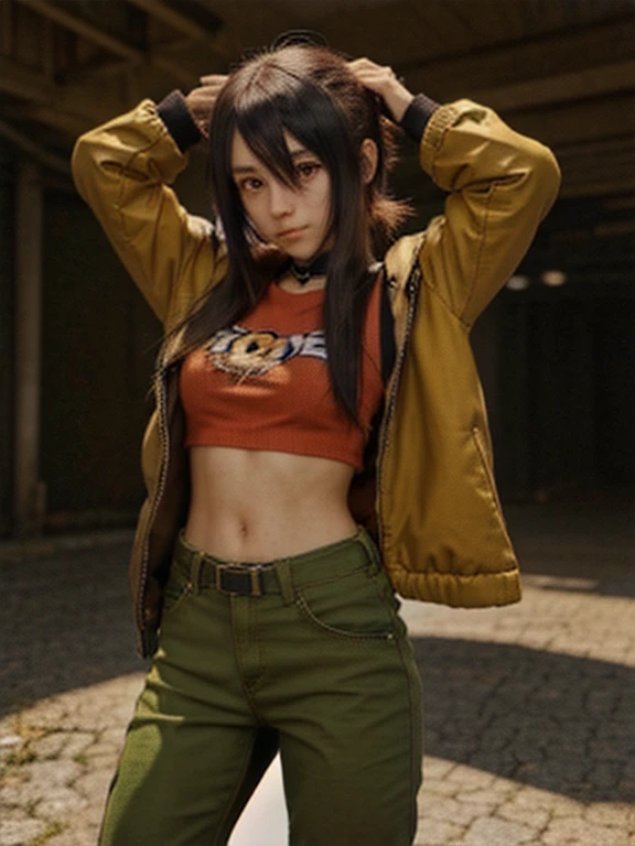 Chica anime con cabello negro, top morado y pantalones verdes., high quality anime artstyle, Obras de arte al estilo de Guweiz, Anime Moe Artstyle, Personaje de estilo anime, Anime visual de una chica linda, Estilo anime, Estilo realista de anime 3D, Personaje femenino de anime, Anime style. 8k, Anime estilo 3D, realistic anime artstyle, Personaje de anime
