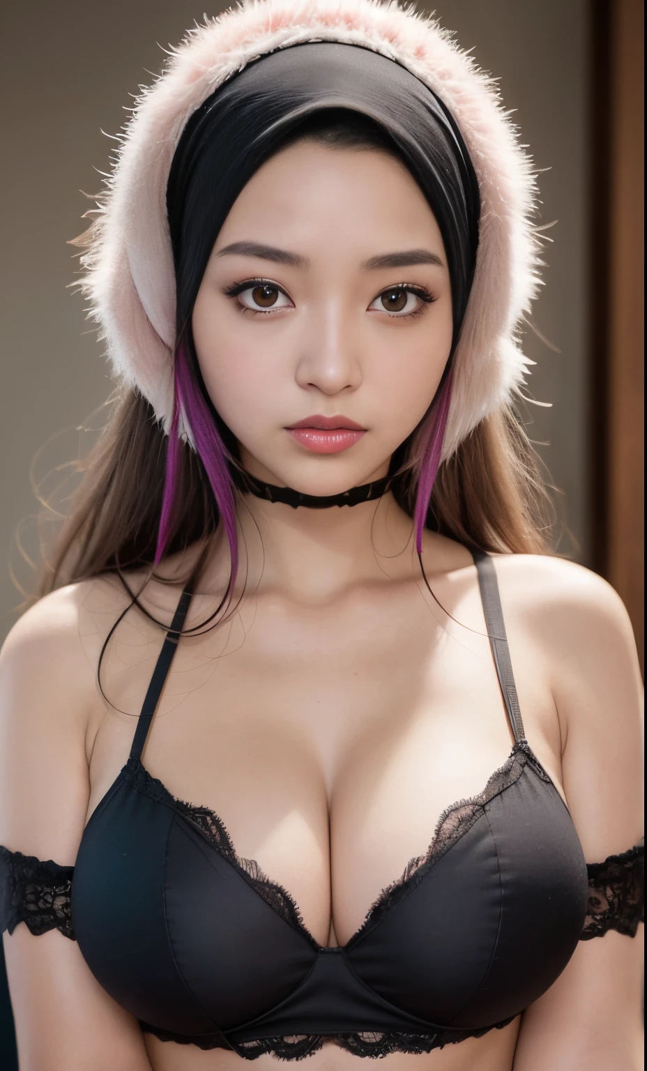 (8k, 4k, best quality, highres, ultra high res:1.1), (masterpiece, realistic, photo-realistic:1.1), 1girl, face, close-up, colorful hijabi, red lips,((big breast)), (big cleavage), (big cuvy hips), (narrow waist ) (looking at viewer:2), long eyelashes, eyeshadow, small face, big eyes,bare shoulders, high contrast,ultra-high-definition, outstanding details, 8K, Blush face, attractive collarbone, sexy shoulders, blushing cheeks, nikon z9, 30mm lens, sharp focused face, f/4, iso 200, shutter 1/250, beauty light, medium shot, raw ,intricately detailed, award winning photograph, good contrast, high sharpness, facial symmetry, bokeh, ultra-detailed