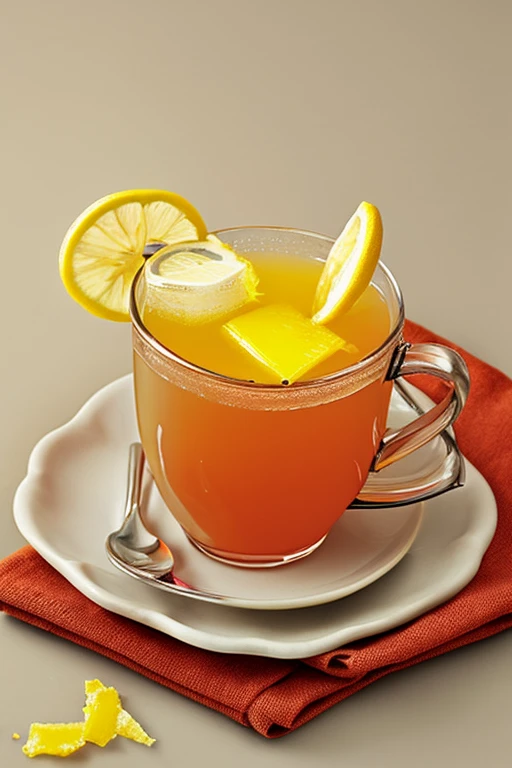 Warm lemon tea with mango flavor