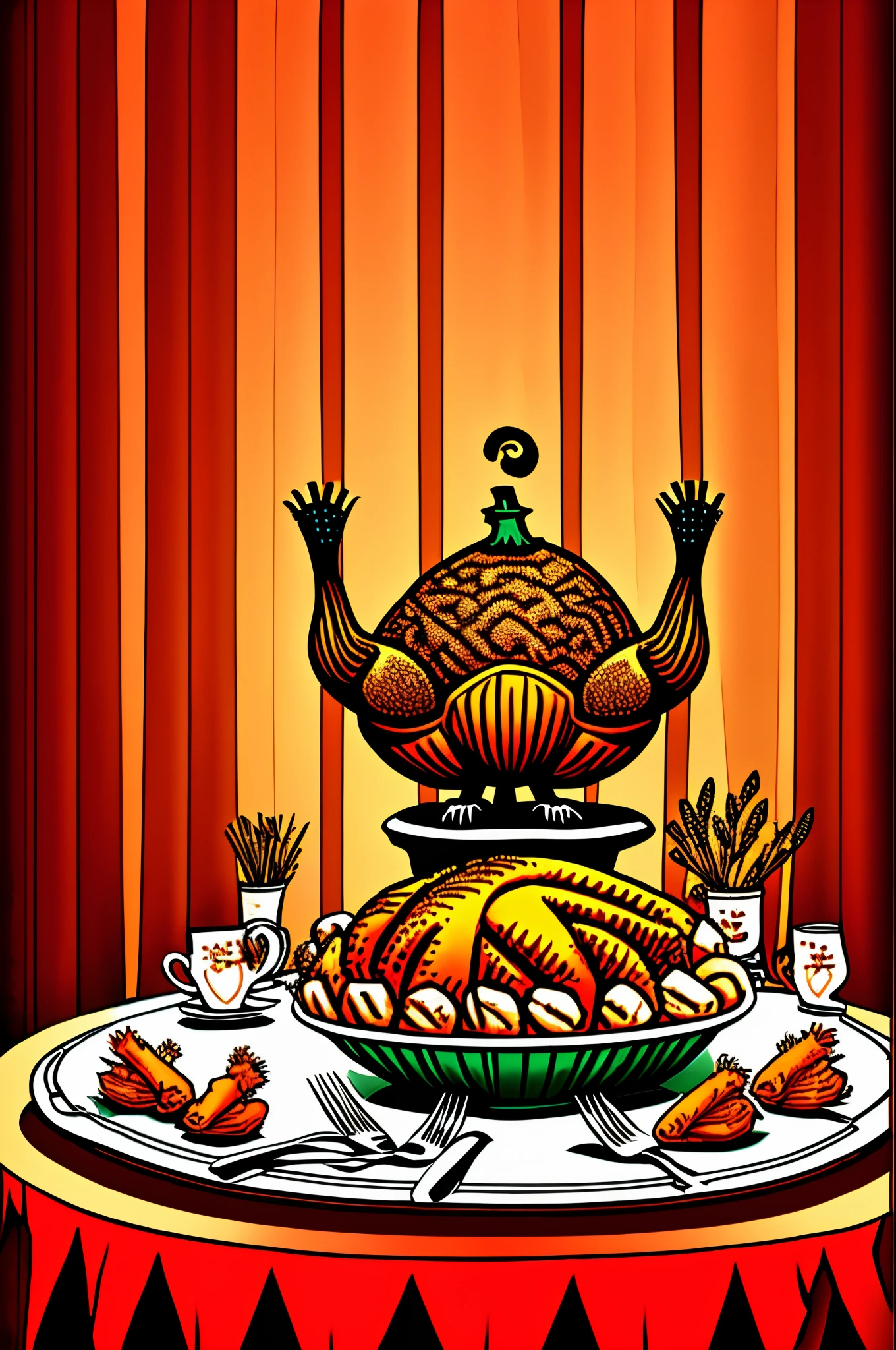 Thanksgiving background,turkey,dining table,8