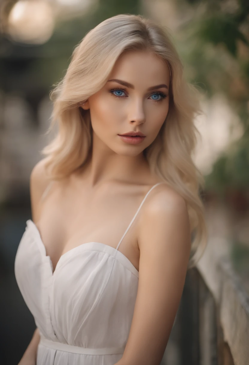 Arafed Full Woman, Sexy Girl with Blue Eyes, , Ultra Realistic, Meticulously Detailed, Portrait of Sophie Mudd, Blonde Hair and Big Eyes, Selfie of a Young Woman, Bedroom Eyes, Violet Myers, No Makeup, Natural Makeup, Looking Directly at the Camera, face artgram, subtle make-up, Impressive photo of the whole body visible dancing in club, Medium and large size chest, allowing the face to be seen clearly, portrait