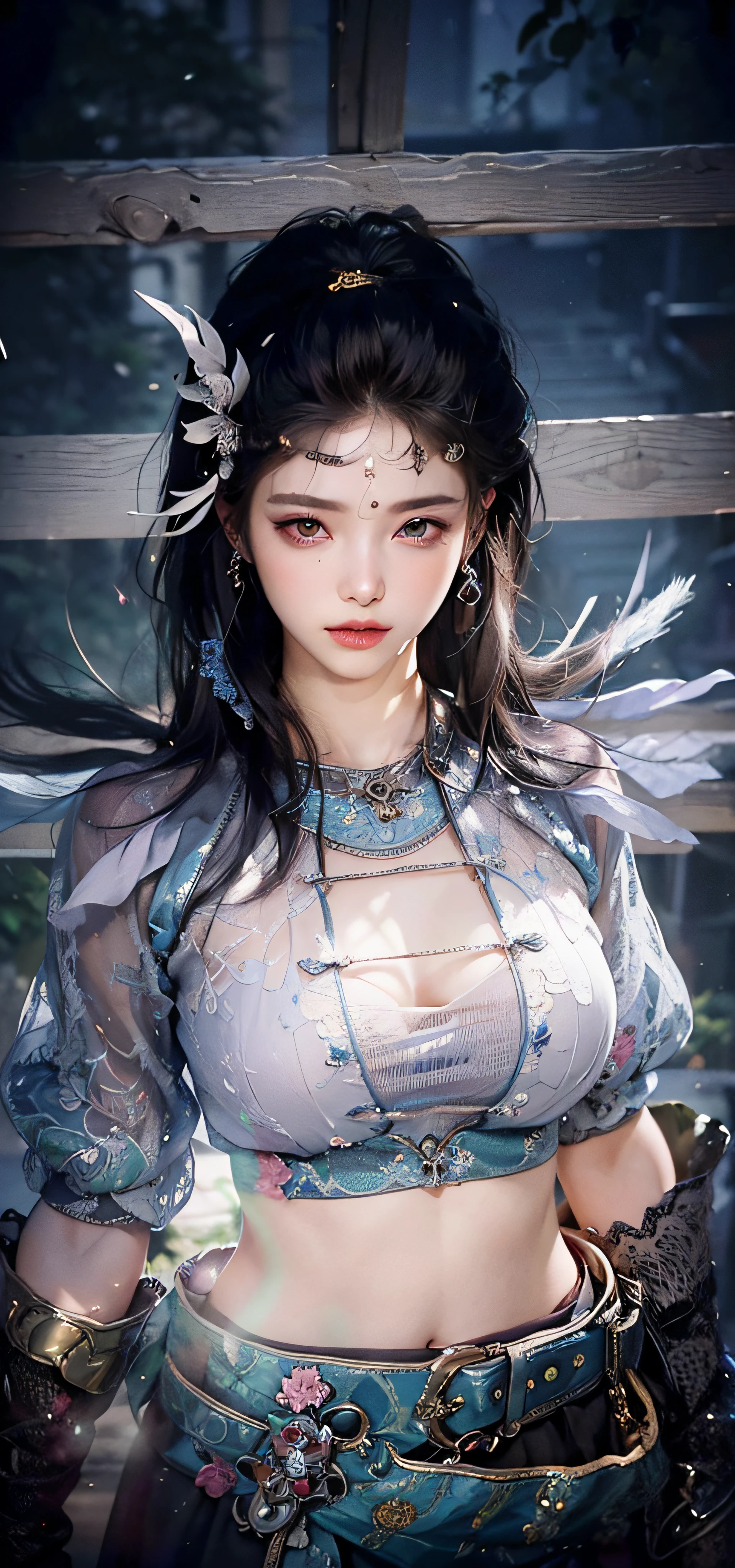 ((masterpiece)), (((highest quality))), ((very detailed)), colorful, HDR, 1 girl, alone, Upper body, gray hair,green eyes, Luo Tianyi (Midsummer),Midsummer, Black and purple dress, (blue butterfly), White butterfly wings,(No panties), (No bra), (erect nipples),thin waist