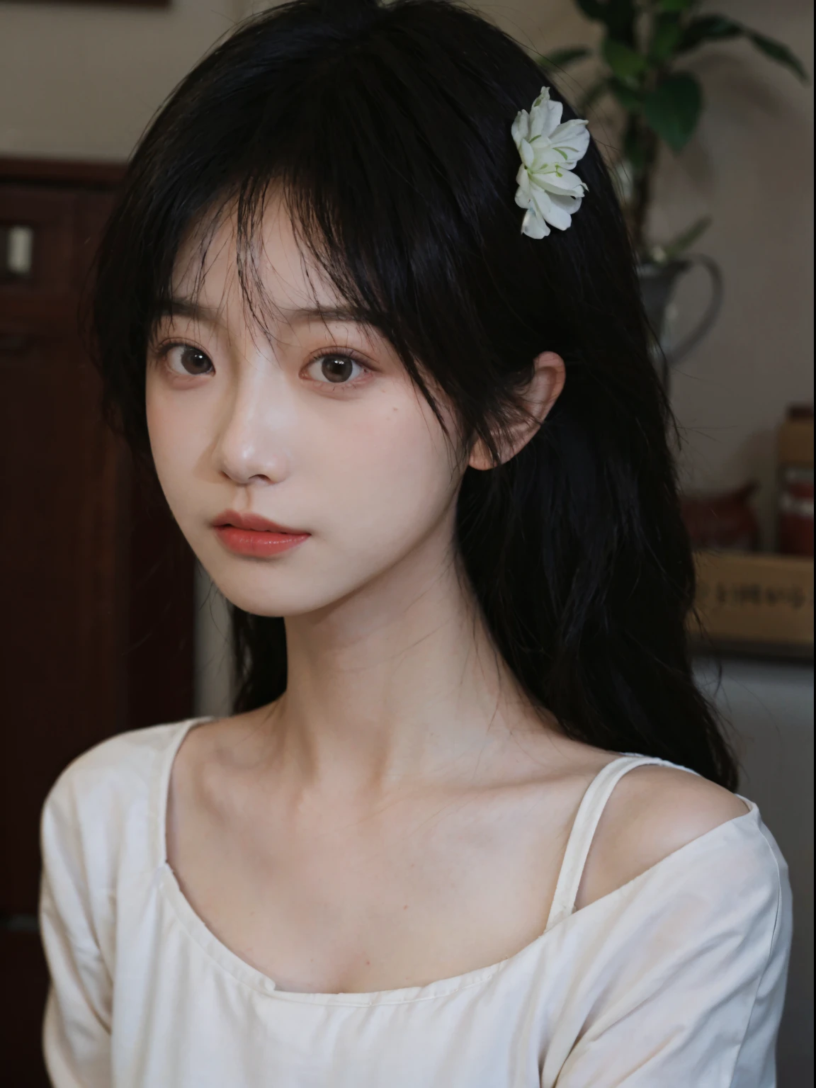 Best quality, 超高分辨率, (realistically:1.4),A woman in a white top poses for a photo, 🤤 girl portrait, beautiful Korean women, gorgeous young korean woman, Korean girls, Urzans, Young and cute Korean face, Cute and delicate face, Those girls' The avatar is cute and exquisite, beautiful young korean woman, young and lovely Asian face, Pale round face, Cute Korean face, Beautiful Asian Girls