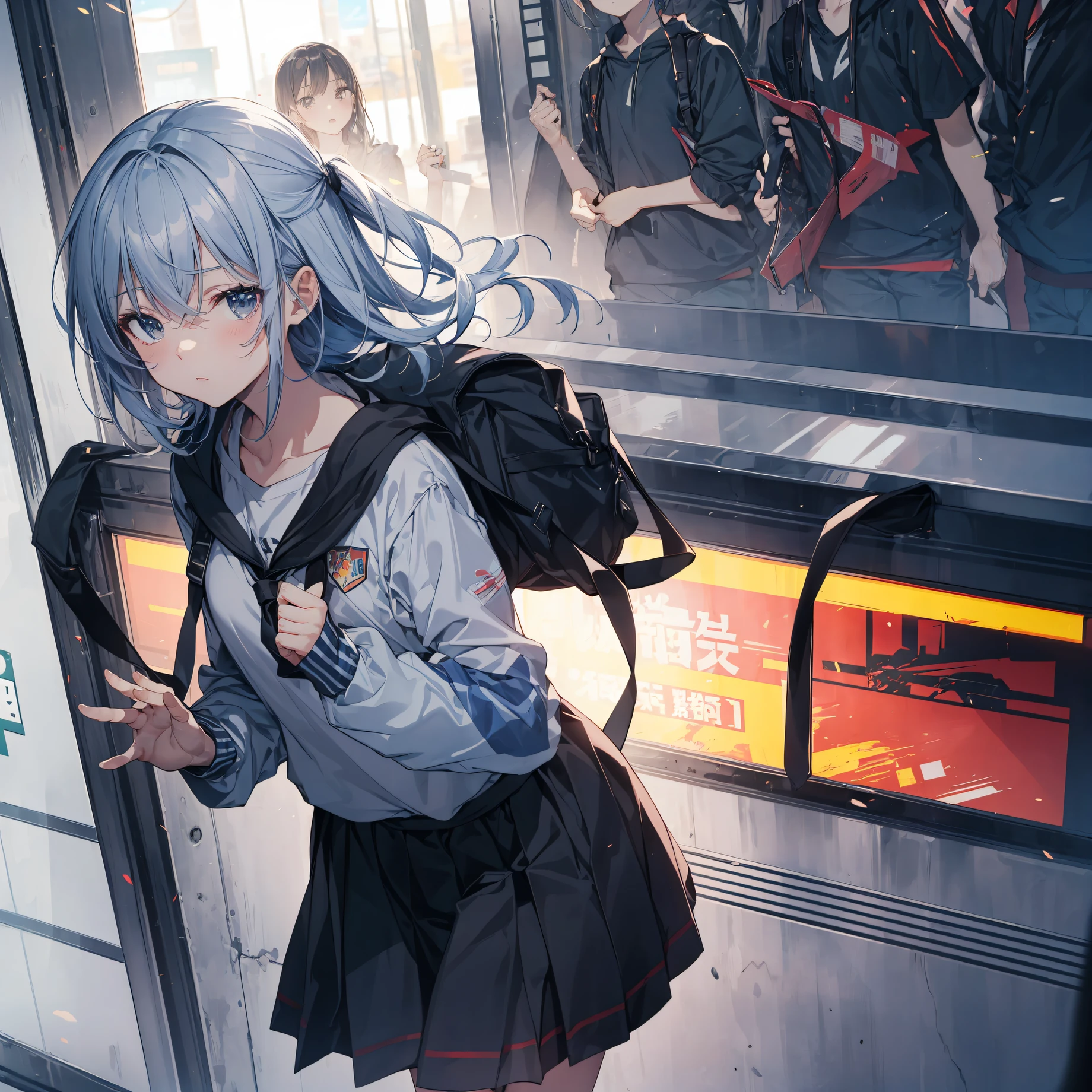 God quality,  anime moe artstyle,best anime 8k konachan wallpaper,badass anime 8k,perfect anatomy, (Please draw a girl walking sleepily to school. ),break, 1girl, (Solo,Loli,child,13-year-old:1.3),a junior high school student, androgynous charm, (Very Short hair), Full limbs, complete fingers,flat chest, Small butt, groin, Small eyes,finely detailed beautiful black eyes,disgusted eyes, school Uniform, in the School commute route. break,ultra-detailed,high resolution,super detailed skin, professional lighting,8k eye details, (cool  illustration:1.2),