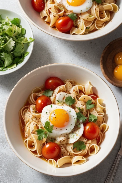A bowl of tomato and egg noodles
