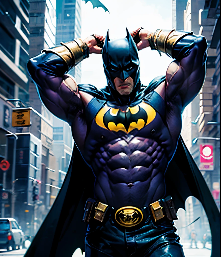 Batman flexing huge biceps