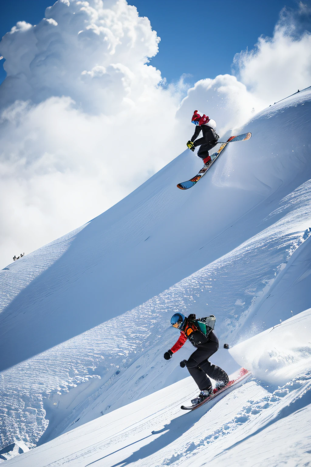 2d illustration ski snowboard