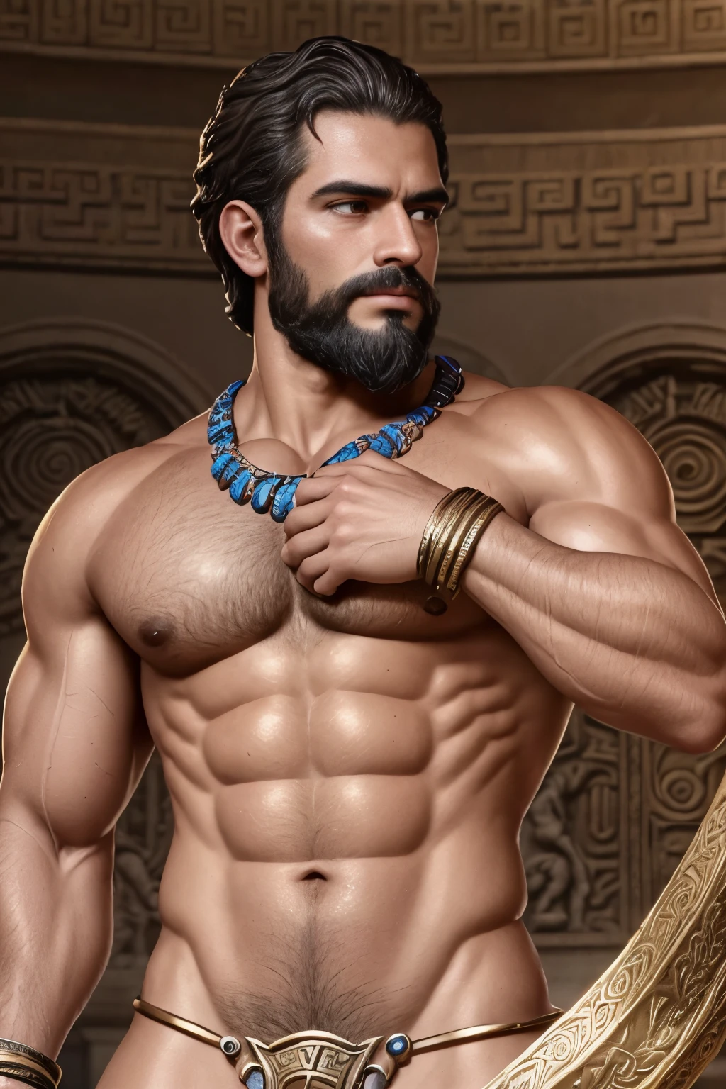 best quality,ultra-detailed,realistic:1.37,hombre,upper body,greek god,paya,sculpture,bronze material,detailed facial features,noble expression,athletic physique,divine aura,vibrant colors,soft lighting,studio backdrop,symbol of power and strength,precise craftsmanship,ethereal beauty,mythological symbolism