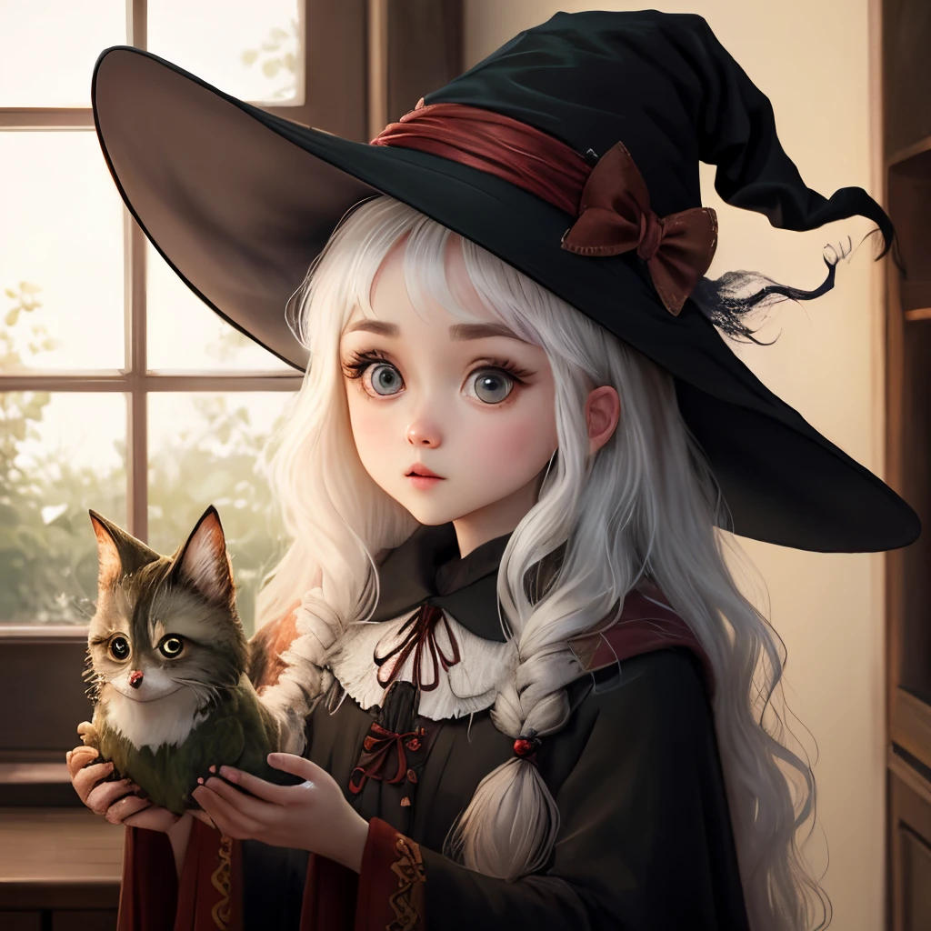 Witch cute long hair big eyes white