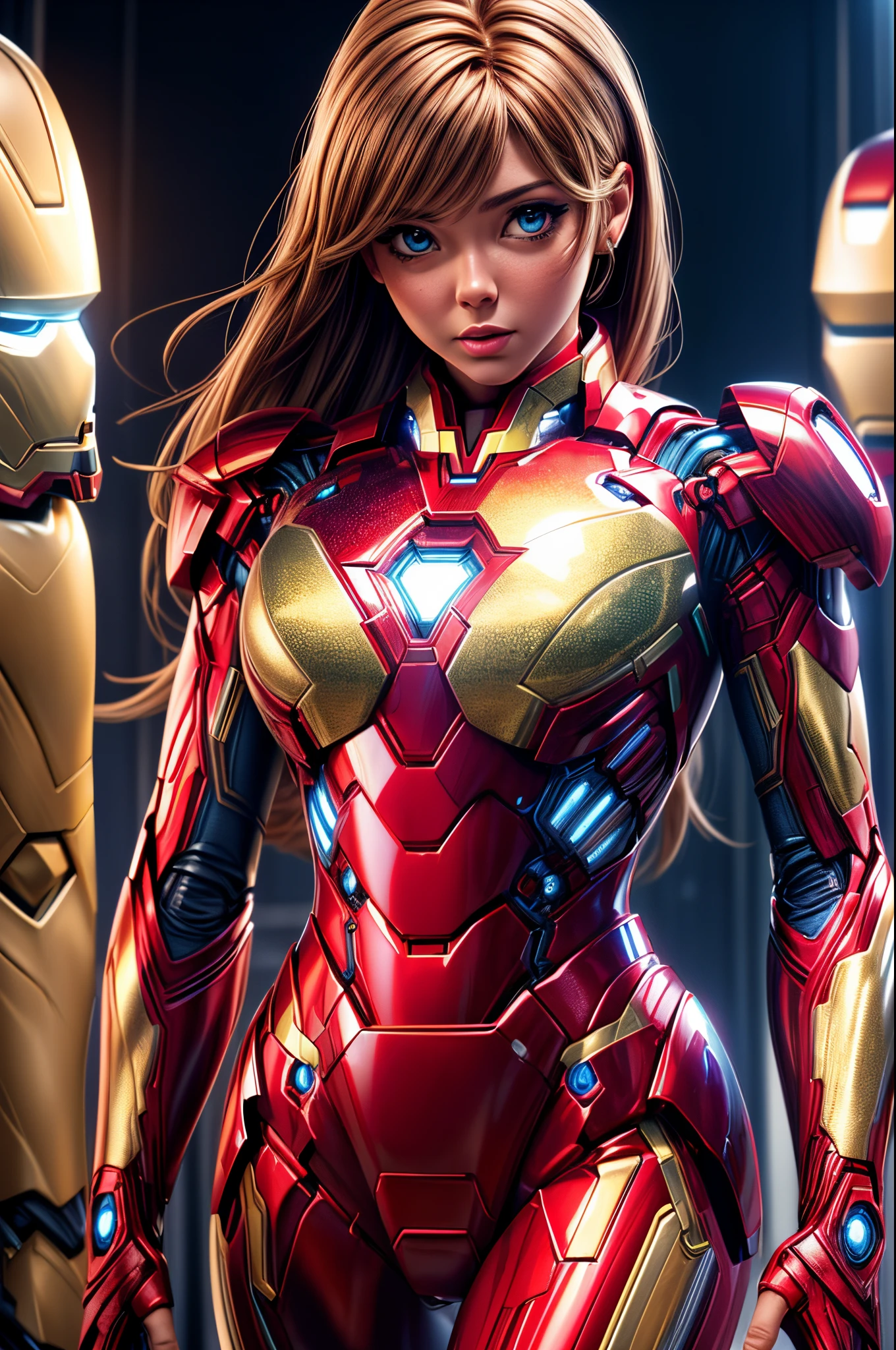 (comic style:1.1), (line art:1.2),(Soft Light: 1. 4), (Cinematic Masterpiece), (Cinematic Spotlight), beautifully detailed glow, ambient shadows, ambient light, ray tracing reflections, (better lighting, extremely beautiful), ((Cinematic Light)), (Soft), (((High saturation))), (((vivid colors))),
(colorful:1.3),beautiful, gorgeous stunning,centered,hero pose,(((realistic)))
a sexy girl,1girl,solo,(((Ironman cosplay))),Beautiful European girl,who stands confidently in the center of the page, with a pretty face, splashed with vibrant colors, giving the poster a dynamic and visually striking, (Magazine: 1. 3), (Cover Style: 1. 3), (good design), (Realistic: 1. 4), (Professional photography),detailed material textures,(((ironman))),
(small head:1.3),good proportions, good anatomy, perfect body, good lighting,
(dynamic poses, power poses), ((complex, detailed)), (realistic detailed fabric textures),(((Magazine cover photo))),
(((Pure color background))),Solid color background, black red gold mixed with abstract background,(mature adult:1.33),(dynamic pose, power pose),
in (Ironman suit),Ironman without helmet,Flowing hair, (long hair:1.3),Very beautiful girl,Full body armor coverage,(1 18-year-old girl),((((perfect face)))),(cute),gold eyes,(red lips:1.1),( beautiful eyes:1.4), sexy pose,(Brown hair:1.1),Red Armored Gloves,Smooth skin, red lips, beautiful moving eyes, watery eyes, beautiful face, sexy body,Metallic armor
(night:1.2), starry sky,moonlight,Serious expressions,serious look,yellow eyes, (((medium breasts))),(((cowboy shot))),((no humans:1.6)), ((blurry background:1.2)),<lora:Euro-AmericanDollLikeness_V20:0.4>,<lora:Emma Watson:0.7>,American Girl, (((cowboy shot))), The dreamy background, the blurred background,((in the universe)), ((in the galaxy)), the dreamy background,Chest light emits a golden glow,Behind her are the stars, the sky is full of starlight,Hair flowing,Simple background, black background,Traveling in Space,Long, fluffy, sleek brown hair,