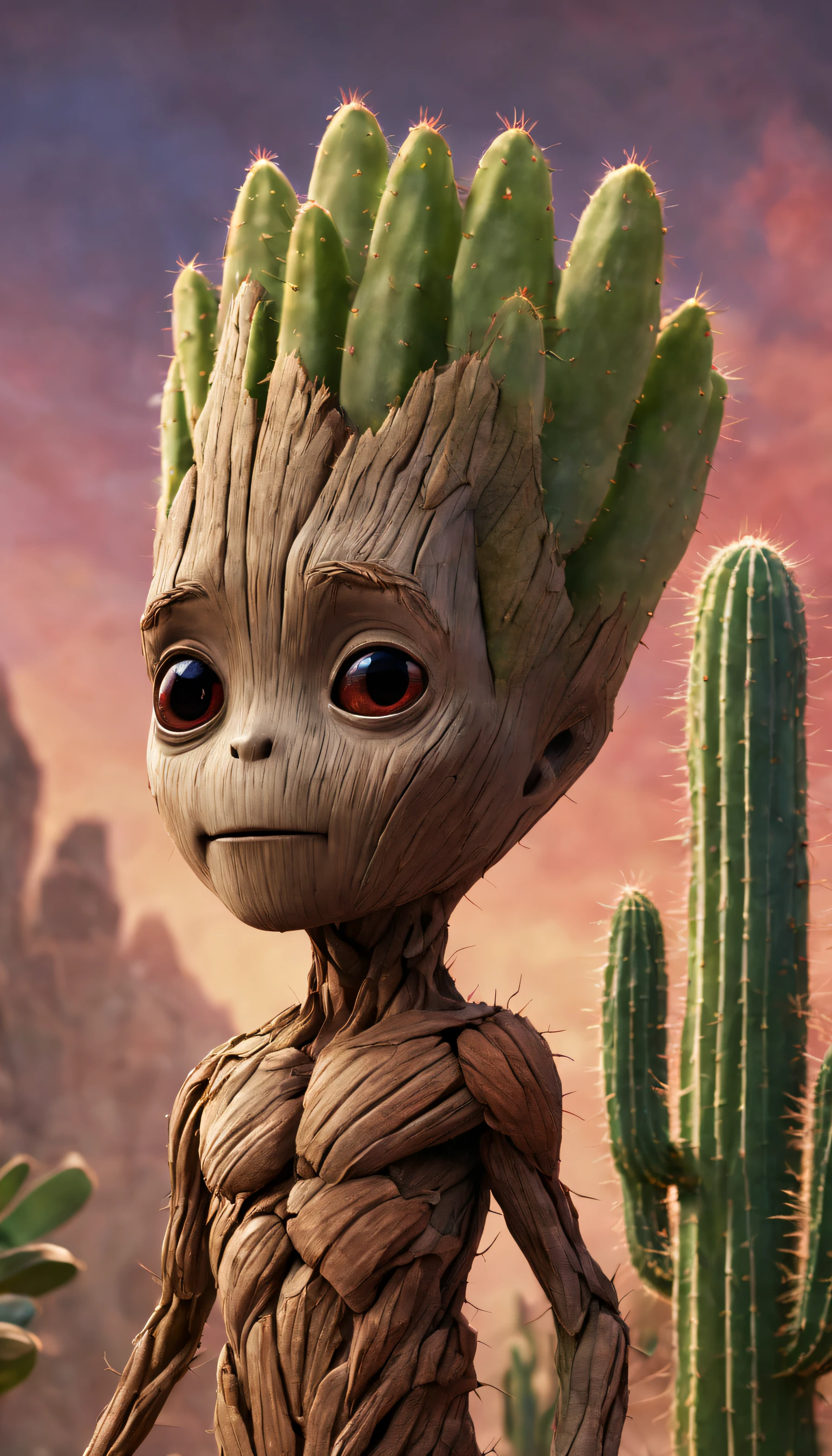 [<lyco:groot_v2:0.65> : a woman, casual dressed : 0.1],  humantree, groot, cosmic background