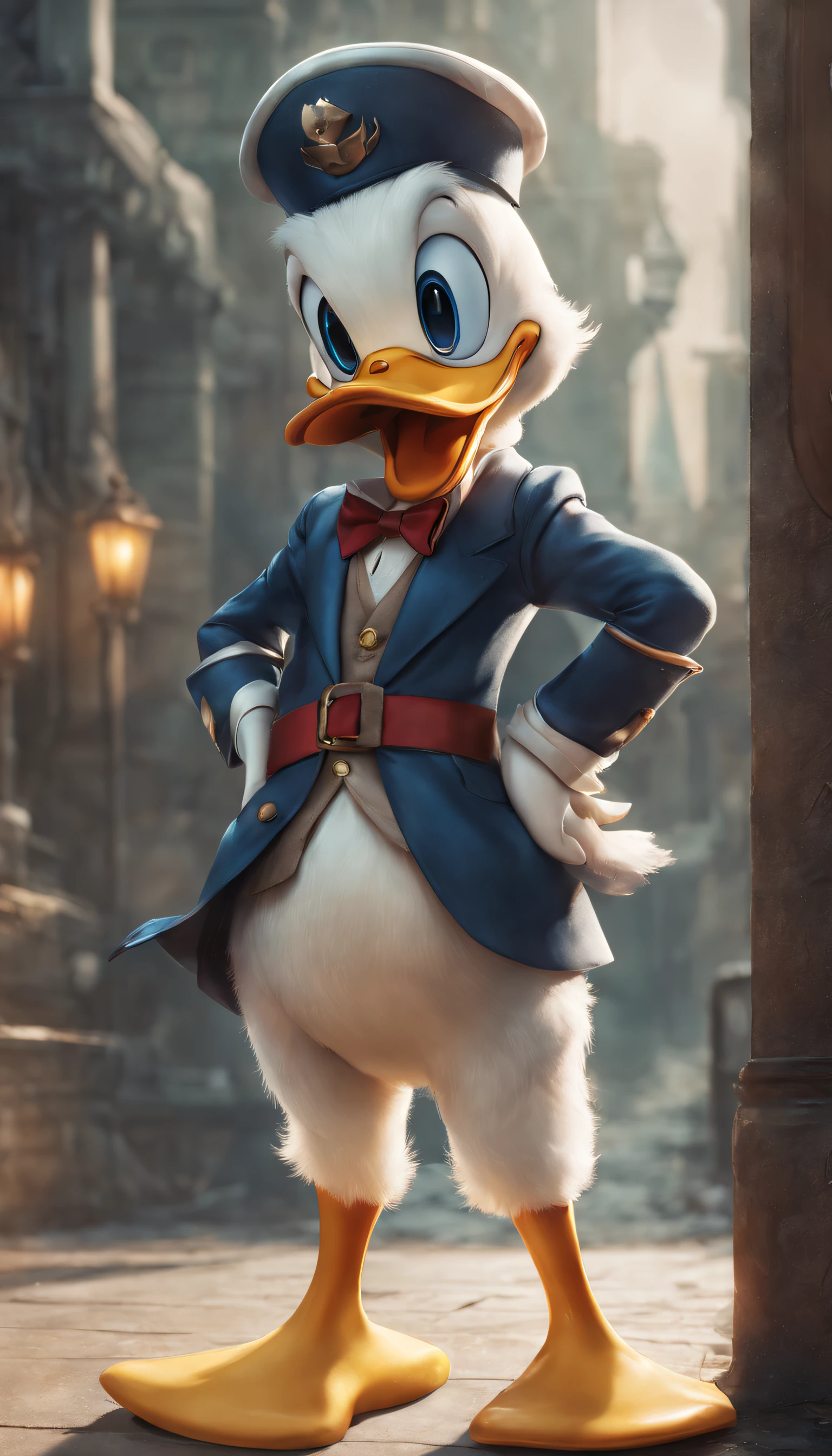 full body character design of chibi donald duck from disney , hdr, dtm, full hd, 8k, ultra detailed, by Anna Dittmann, by Ross Tran, by Paul Chabas, realism, superb --ar 9:16 --s 300 --q 2