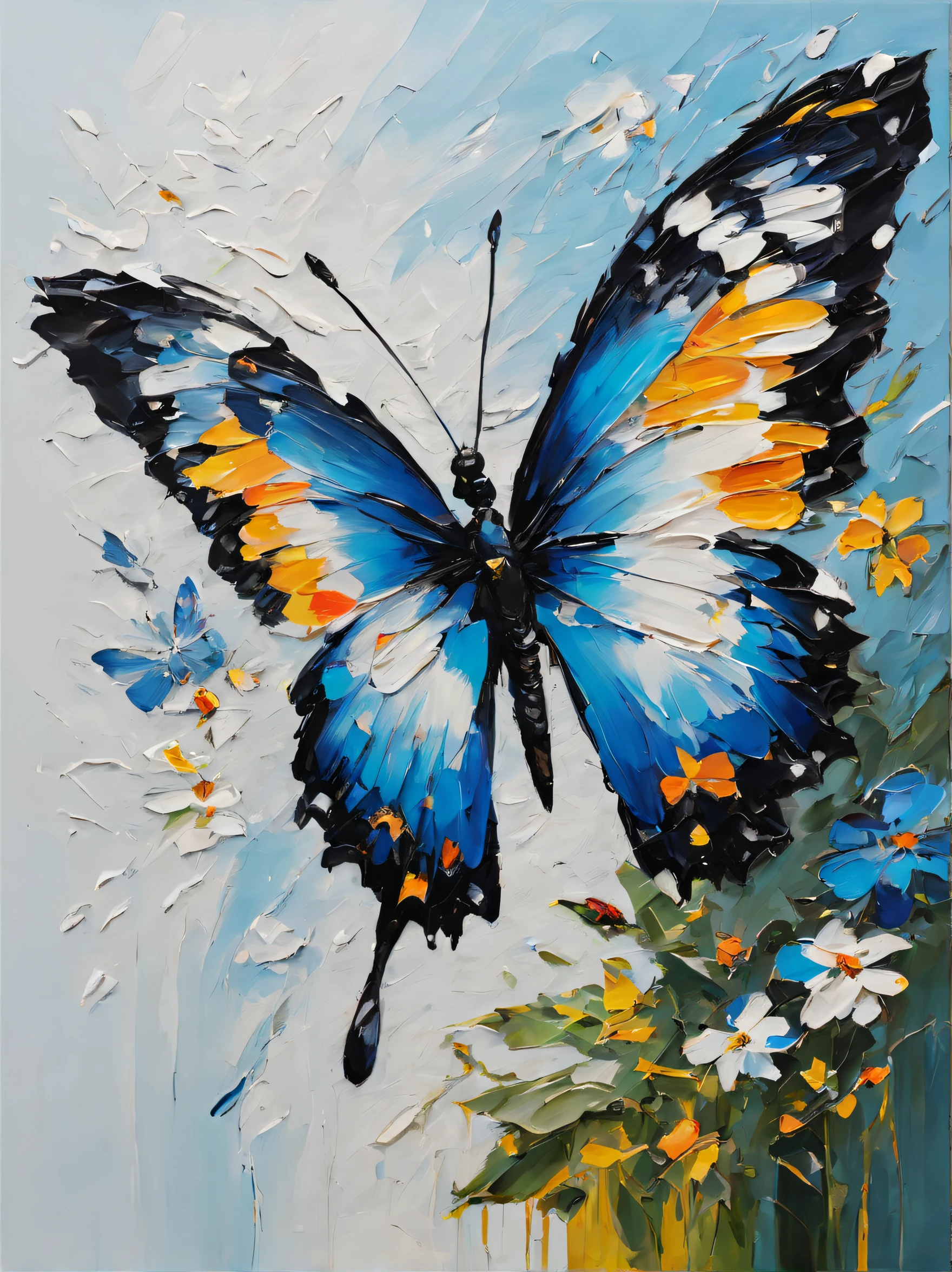 Beautiful butterfly, palette knife painting --ar 3:2 --v 4