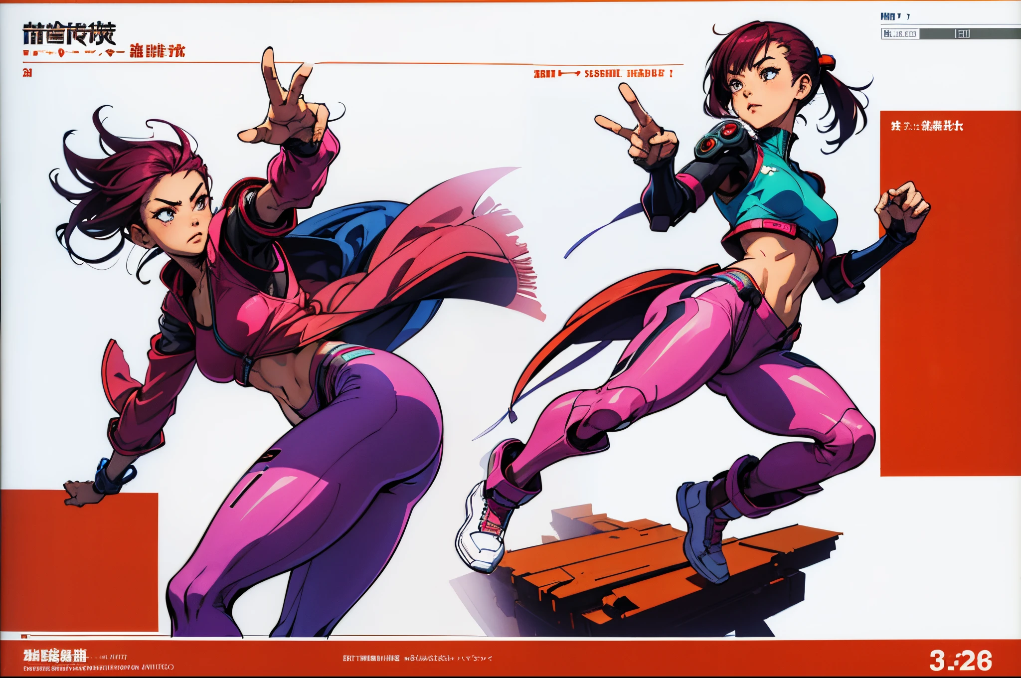 Girl
Solo . Fullbody . Simple background , multiple view , Fitgirl , fighting