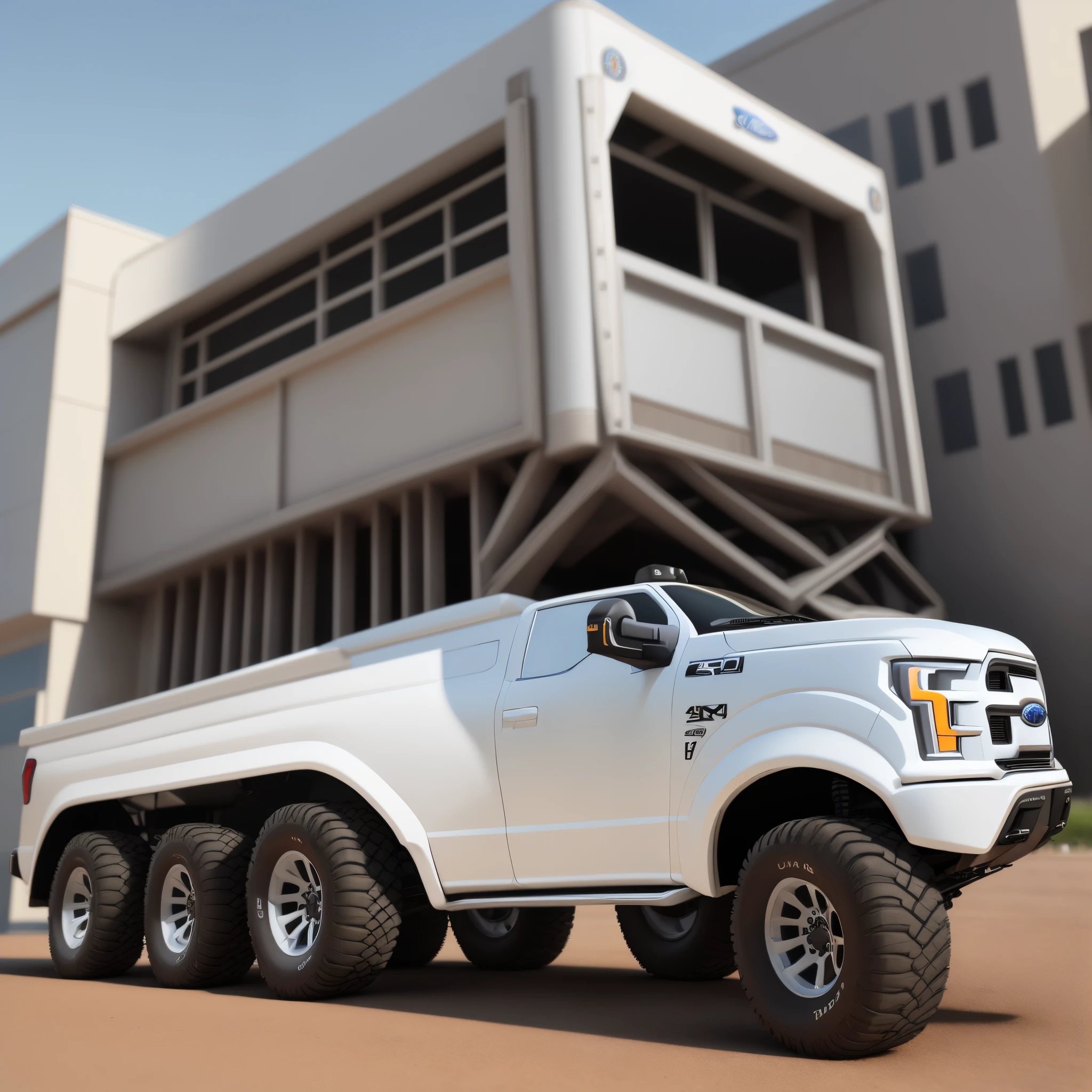 Hi res, Pixar 3D,  white 2017 ford F150 4x4 truck