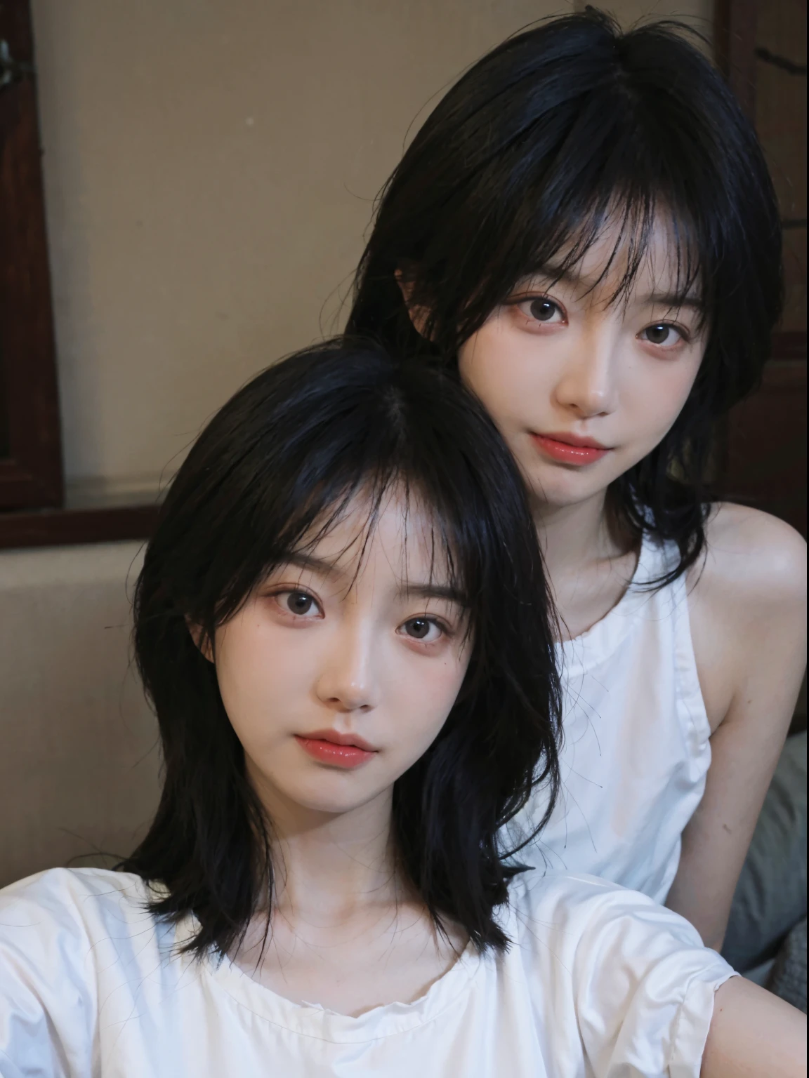 Best quality at best, 超高分辨率, (realistically:1.4),A woman in a white top poses for a photo, 🤤 girl portrait, beautiful Korean women, gorgeous young korean woman, Korean girls, Urzans, Young and cute Korean face, Cute and delicate face, Those girls' The avatar is cute and exquisite, beautiful young korean woman, young and lovely Asian face, Pale round face, Cute Korean face, Beautiful Asian Girls