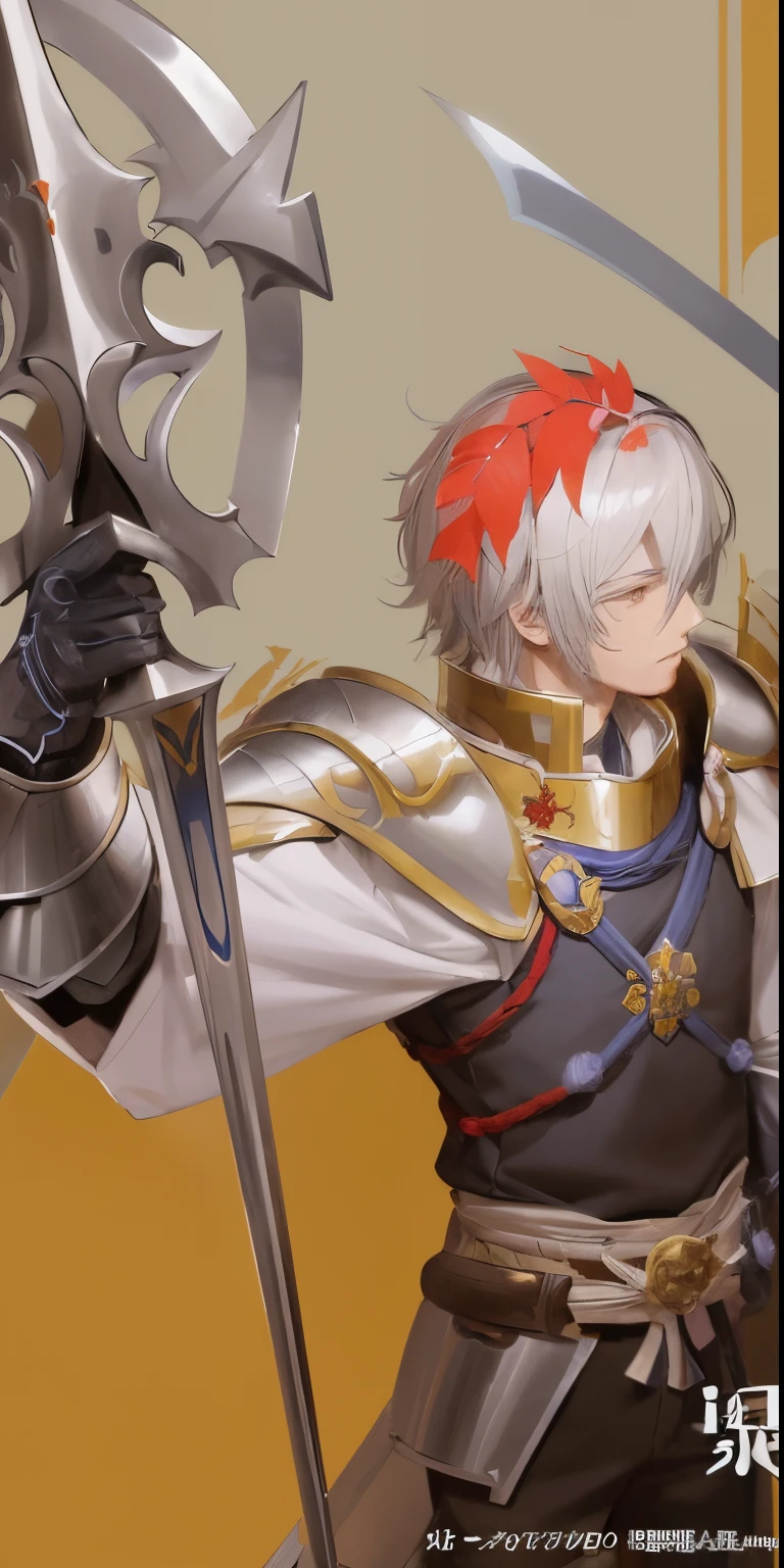 Taisho era anime characters,Armed with swords and armor, Male paladin, a human male paladin, heroes 2d fan art artstation, inspired by Li Chevalier, Rapier,,Zero art, wlop style sancred waters, fireemblem, Kushat Wreath, sancred waters, Detailed fanart, Thancred's portrait
