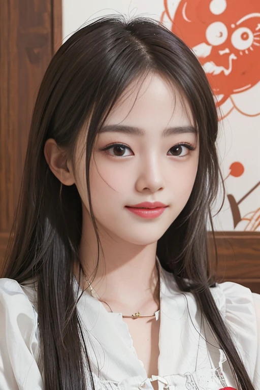 masterpiece, best picture quality, high quality, beautiful girl, Japanese, Japanese school girl, popular Korean makeup, detailed, swollen eyes, detailed eyes, detailed skin, beautiful skin, ultra high resolution, (reality: 1.4), very beautiful, slightly younger face, beautiful skin, slender, (ultra realistic), (illustration), (high resolution), (8K), (highly detailed), (best illustration), (beautifully detailed eyes), (super detailed), (wallpaper), (detailed face), looking at viewer, fine details, detailed face, pureerosfaceace_v1, smiling, looking straight ahead, looking straight ahead, angle from waist up, realistic photo, bright lighting, professional lighting, blonde, long hair, dark abandoned, big red moon, gorgeous red and black dress, mature woman,キスショット・アセロラオリオン・ハートアンダーブレード