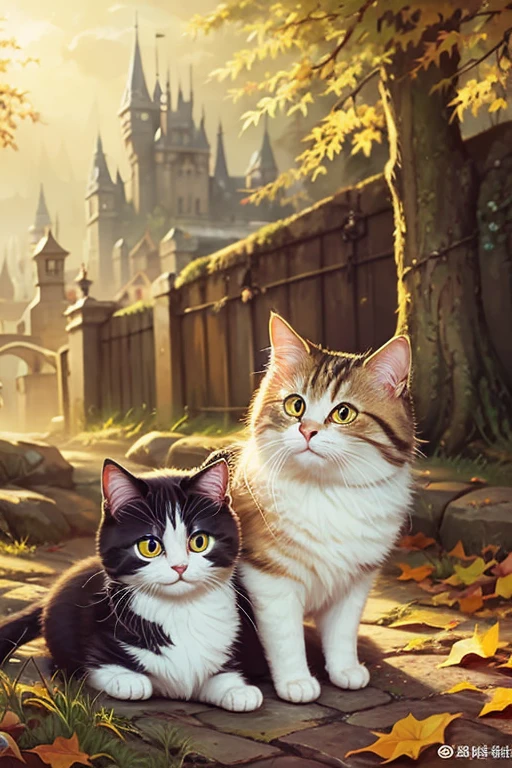 ​masterpiece、hightquality、detailed art、concept-art、Anime Art、Cat Art、cute little、Scottish Hold、Surrounded by、friendly