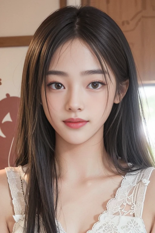 masterpiece, best picture quality, high quality, beautiful girl, Japanese, Japanese school girl, popular Korean makeup, detailed, swollen eyes, detailed eyes, detailed skin, beautiful skin, ultra high resolution, (reality: 1.4), very beautiful, slightly younger face, beautiful skin, slender, (ultra realistic), (illustration), (high resolution), (8K), (highly detailed), (best illustration), (beautifully detailed eyes), (super detailed), (wallpaper), (detailed face), looking at viewer, fine details, detailed face, pureerosfaceace_v1, smiling, looking straight ahead, looking straight ahead, angle from waist up, realistic photo, bright lighting, professional lighting, blonde, long hair, dark abandoned, big red moon, gorgeous red and black dress, mature woman,キスショット・アセロラオリオン・ハートアンダーブレード