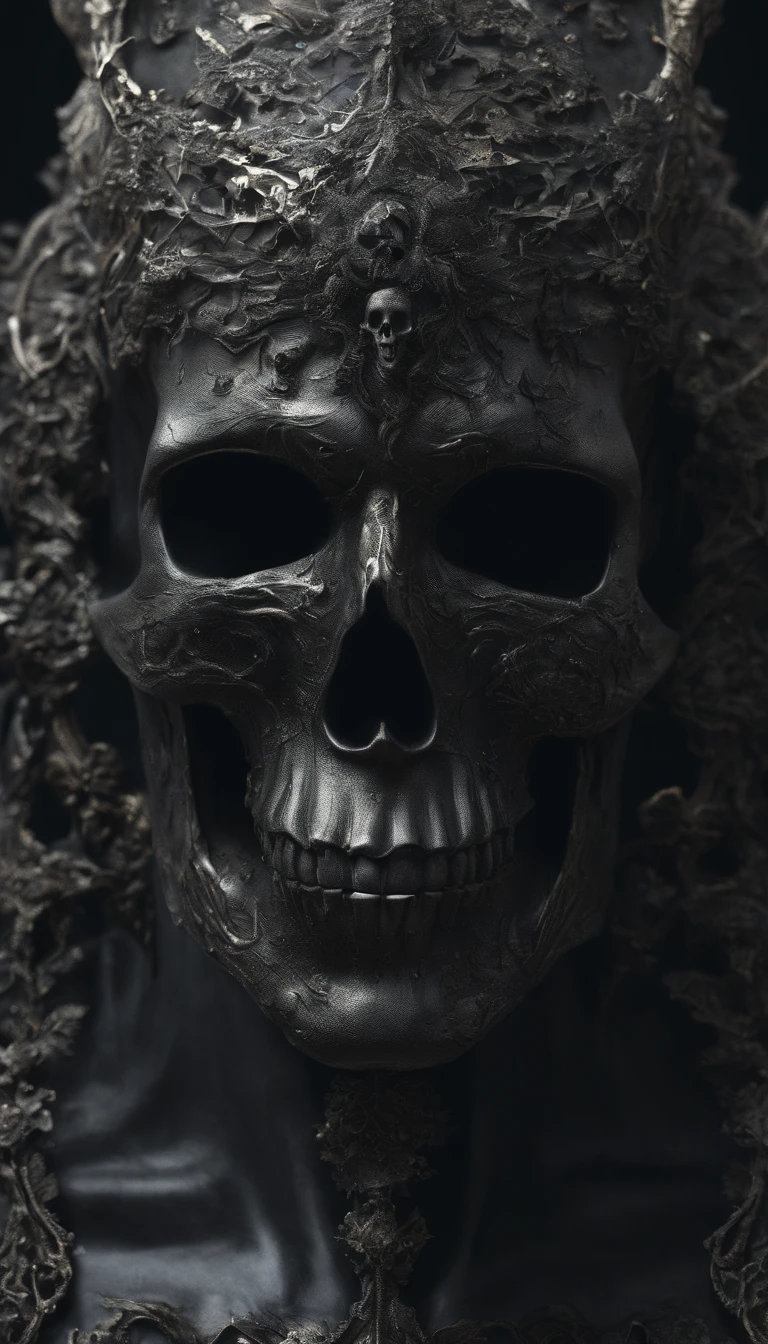 a close up of a statue of a man with a skull on his head, an ultrafine detailed painting by Tadeusz Pruszkówski, featured on zbrush central, hyperrealism, insanely detailed octane render, detailed cinematic render, 4k concept art and hyper realism, 4 k detail fantasy, highly detail. octane render, high detail 4k render
