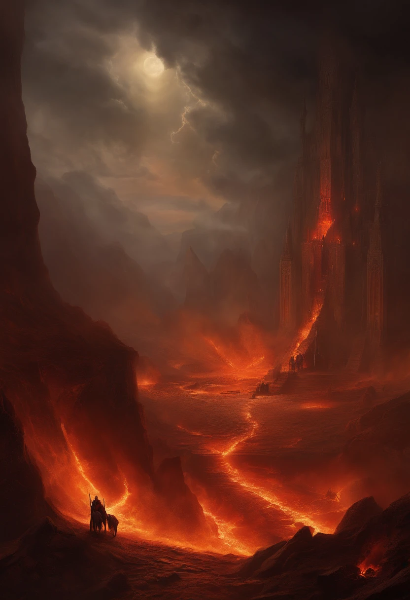 , Hellscape, The bottom of hell, The last battle in hell, apocalyptic landscape!!!!!, mustafar, Hellish ruins, ! apocalyptic landscape!!, GreatD & D The Art of Dark Sun, portal to hell, portal to hell, World of Warcraft art concept, Rescue from the underworld!!!!!!