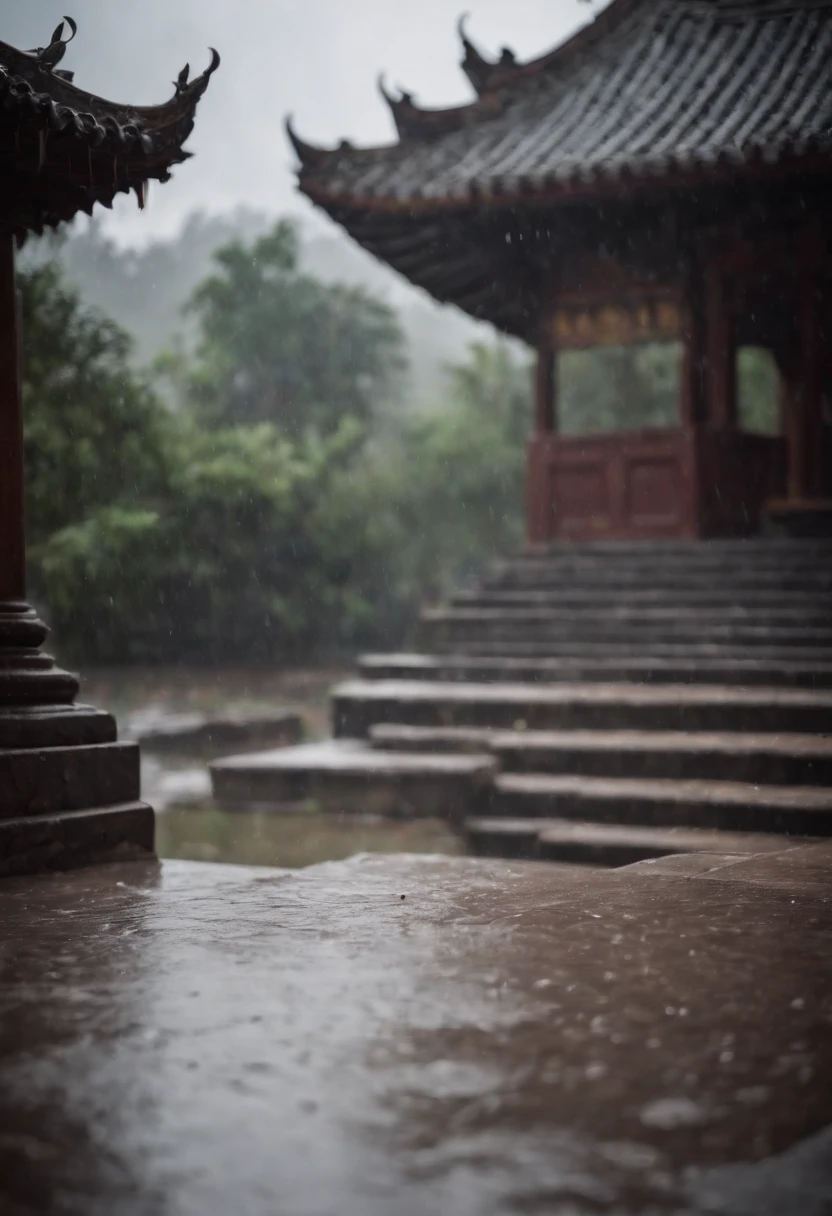 A temple where it rains