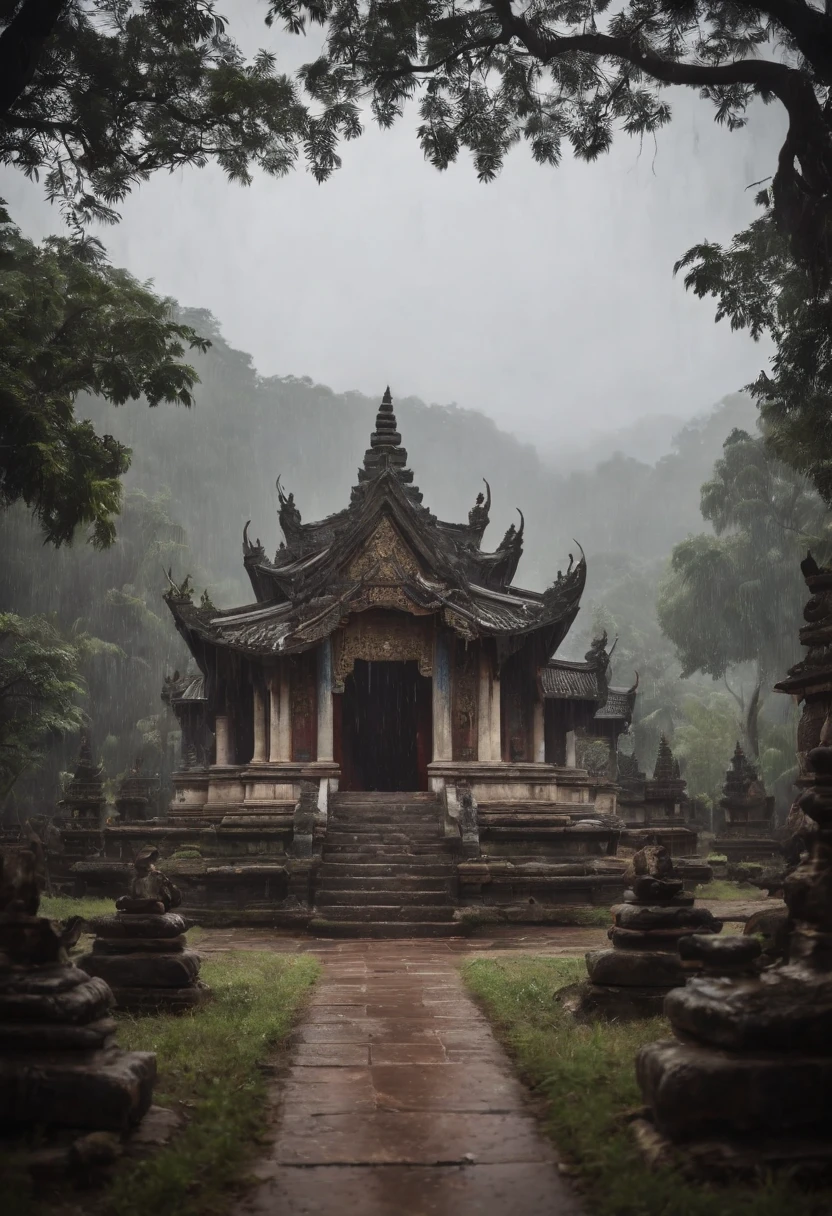 A temple where it rains