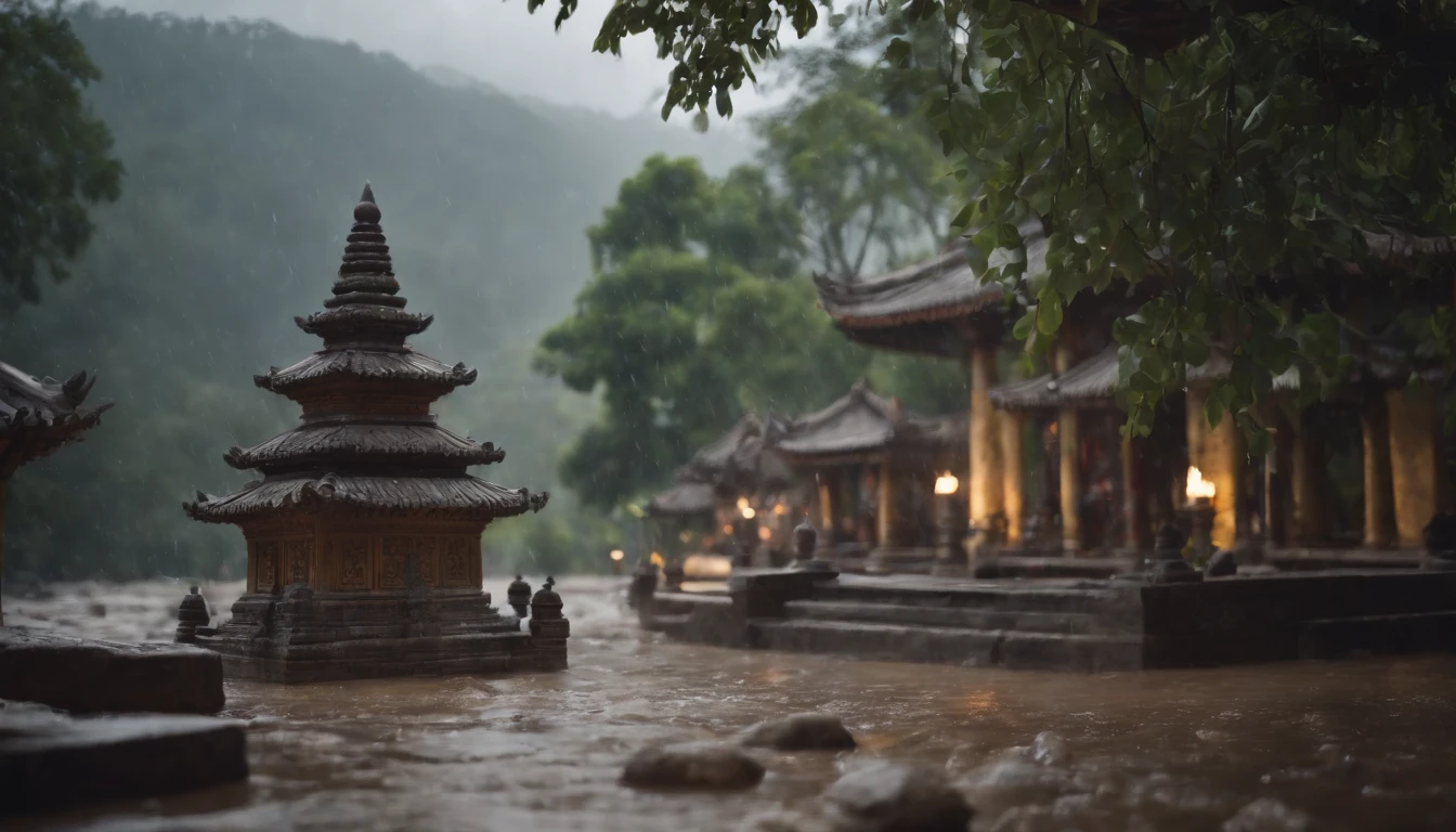 A temple where it rains