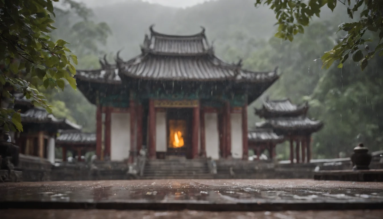 A temple where it rains