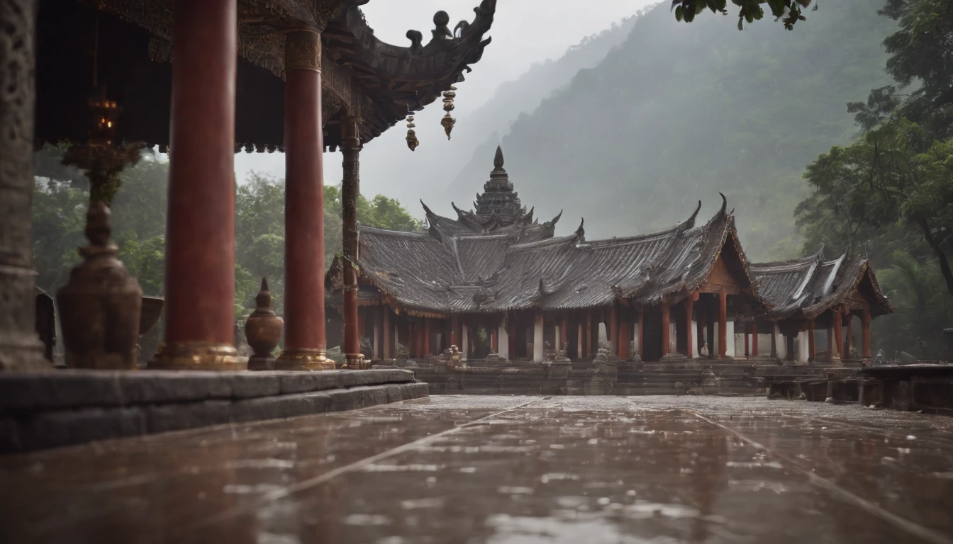 A temple where it rains