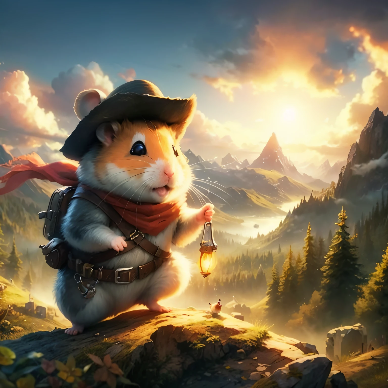 hamster adventurer on a heroic quest digital art