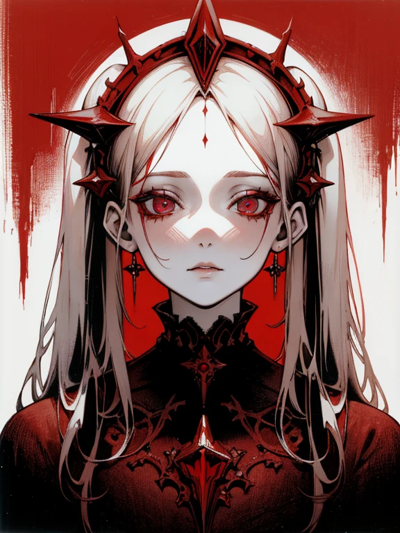 Deamons in my head, Emma Watson, long curly blonde hair, evil grin, olpntng style, dark art, bloody eyes , dark eyes, blood, hoarfrost metal lace, fantasy, sunlight, sunbeam, intricate detail. 8k, dreamlike, surrealism, symmetrical, soft lighting, trending on artstation, intricate details, highly detailed, unreal engine, by ross tran, wlop, artgerm and james jean, Brian Froud, art illustration by Miho Hirano, Neimy Kanani, oil on canvas by Aykut Aydoğdu, oil painting, heavy strokes, paint dripping, aspect::4:3