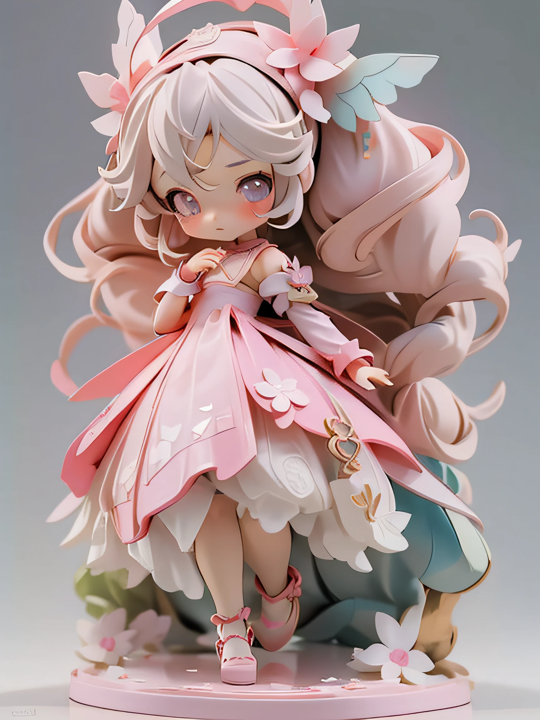 a close up of a doll with a pink dress and a headband, cute anime waifu in a nice dress, anime goddess, render of a cute 3d anime girl, anime figure, ( highly detailed figure ), 8k high quality detailed art, cute anime girl, anime visual of a cute girl, anime figurine, stylized anime, water color nendoroid
